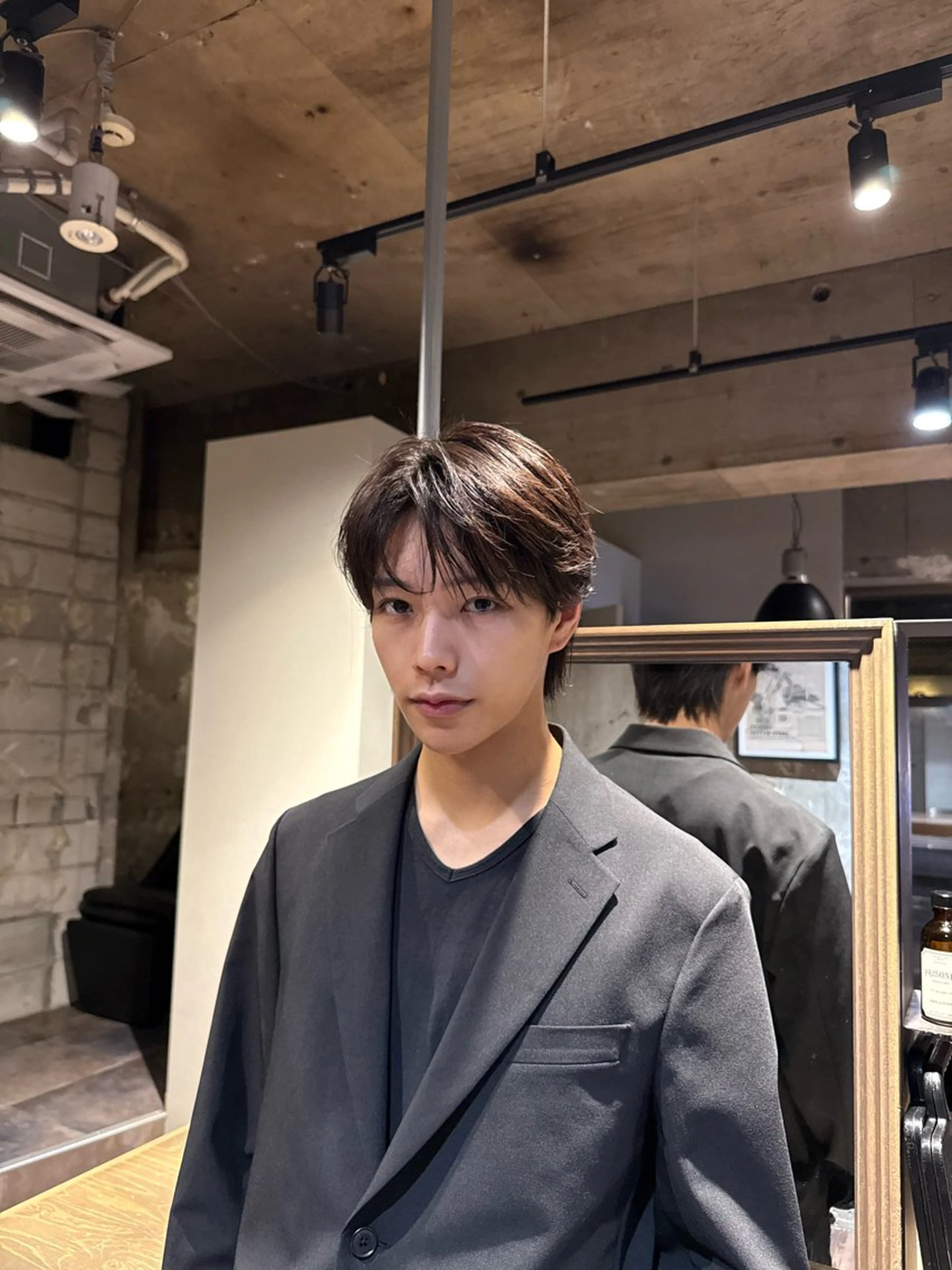 ショート パーマ メンズ センターパート ニュアンスパーマ カット パーマ 縮毛矯正 メンズ韓国ヘア/佐藤 恒輝のヘアスタイル
