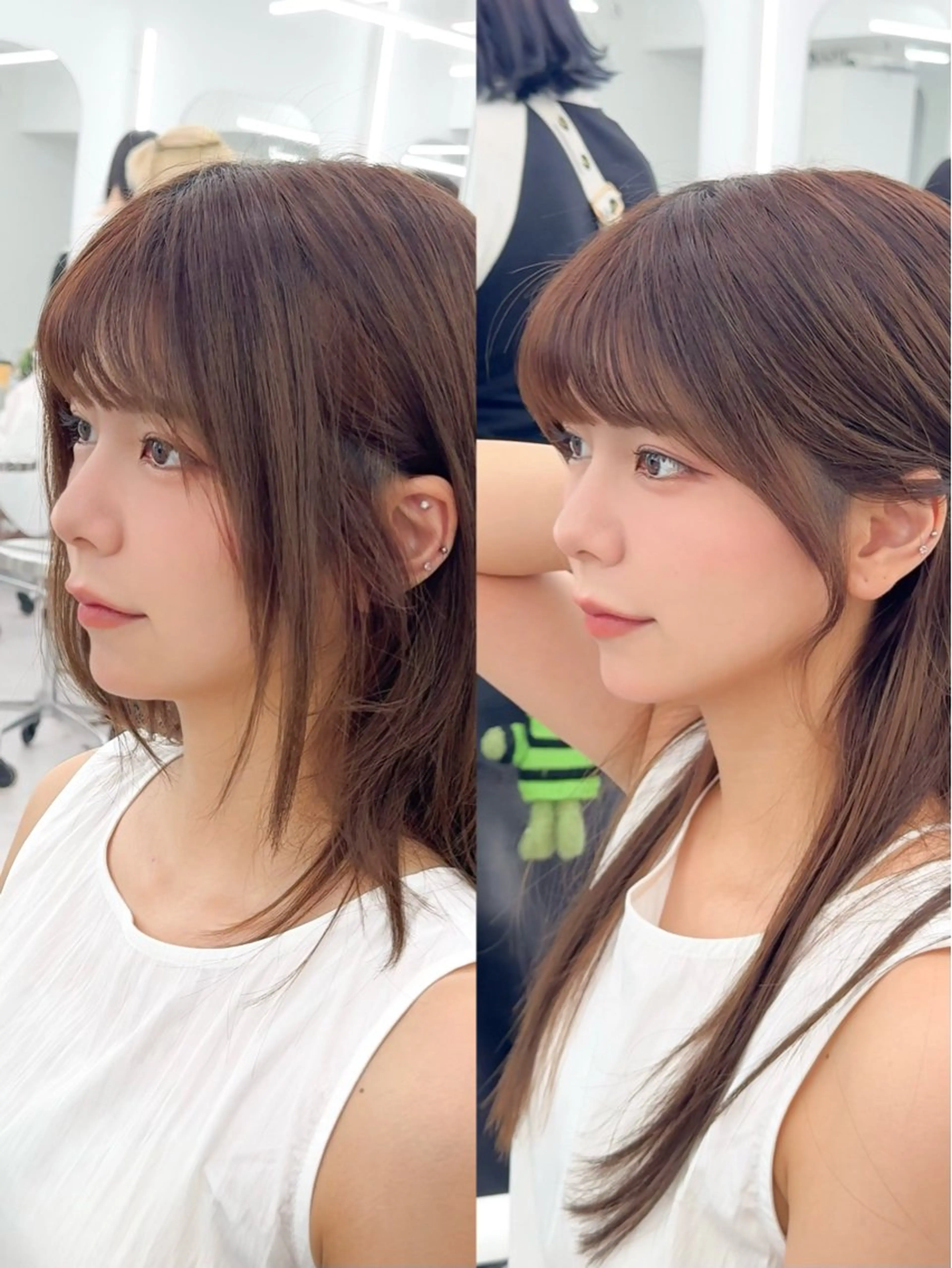 ミディアム カラー ヘアアレンジ カット ヘアカラー トリートメント 最小顔周りカット/ くびれヘア/窪田洸希のヘアスタイル