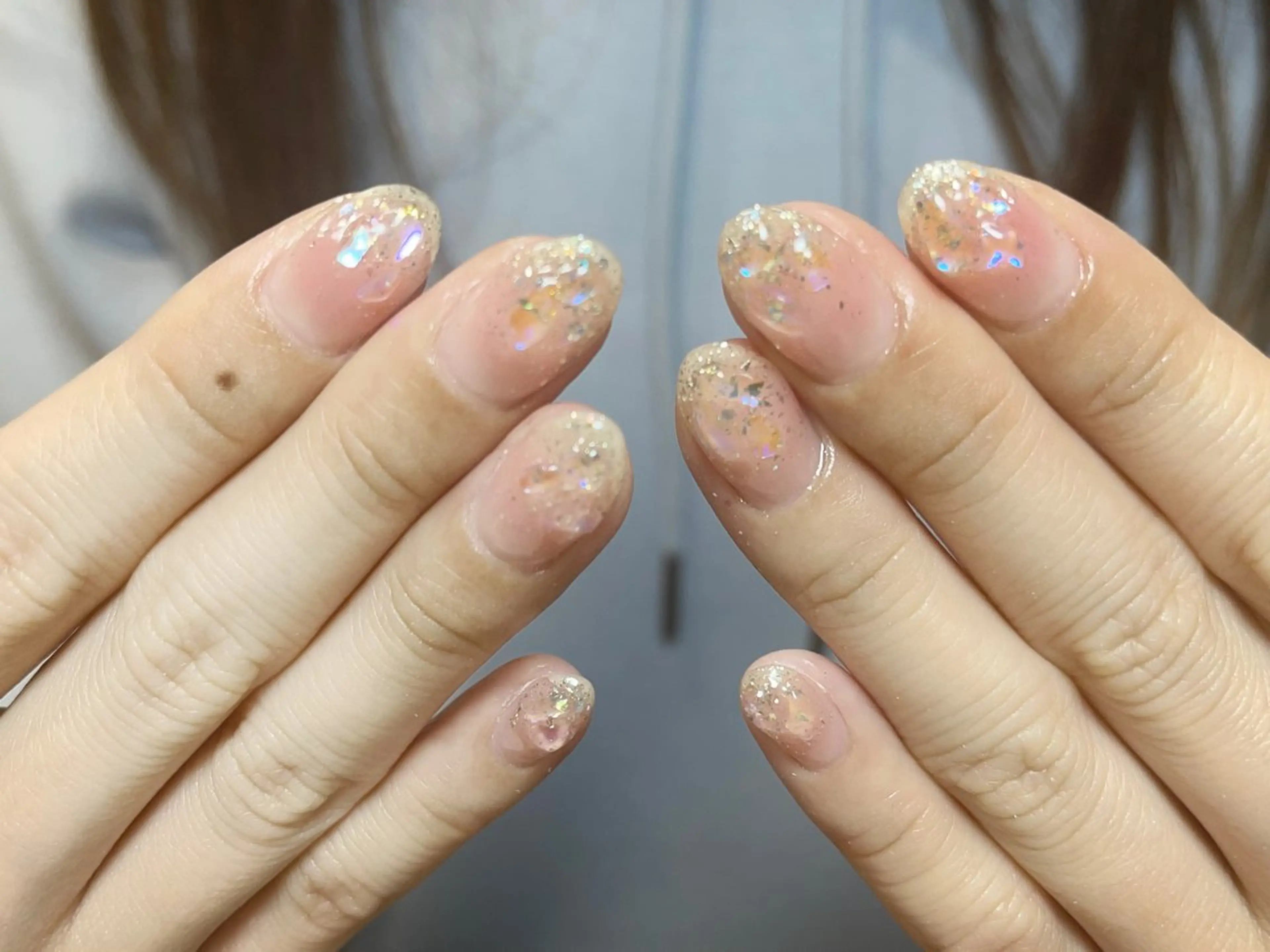 ネイル フレンチネイル ガーリー ガラスフレンチ 韓国ネイル ロングネイル ハンドネイル Venusパラジェル 長さだし専門店のネイルデザイン