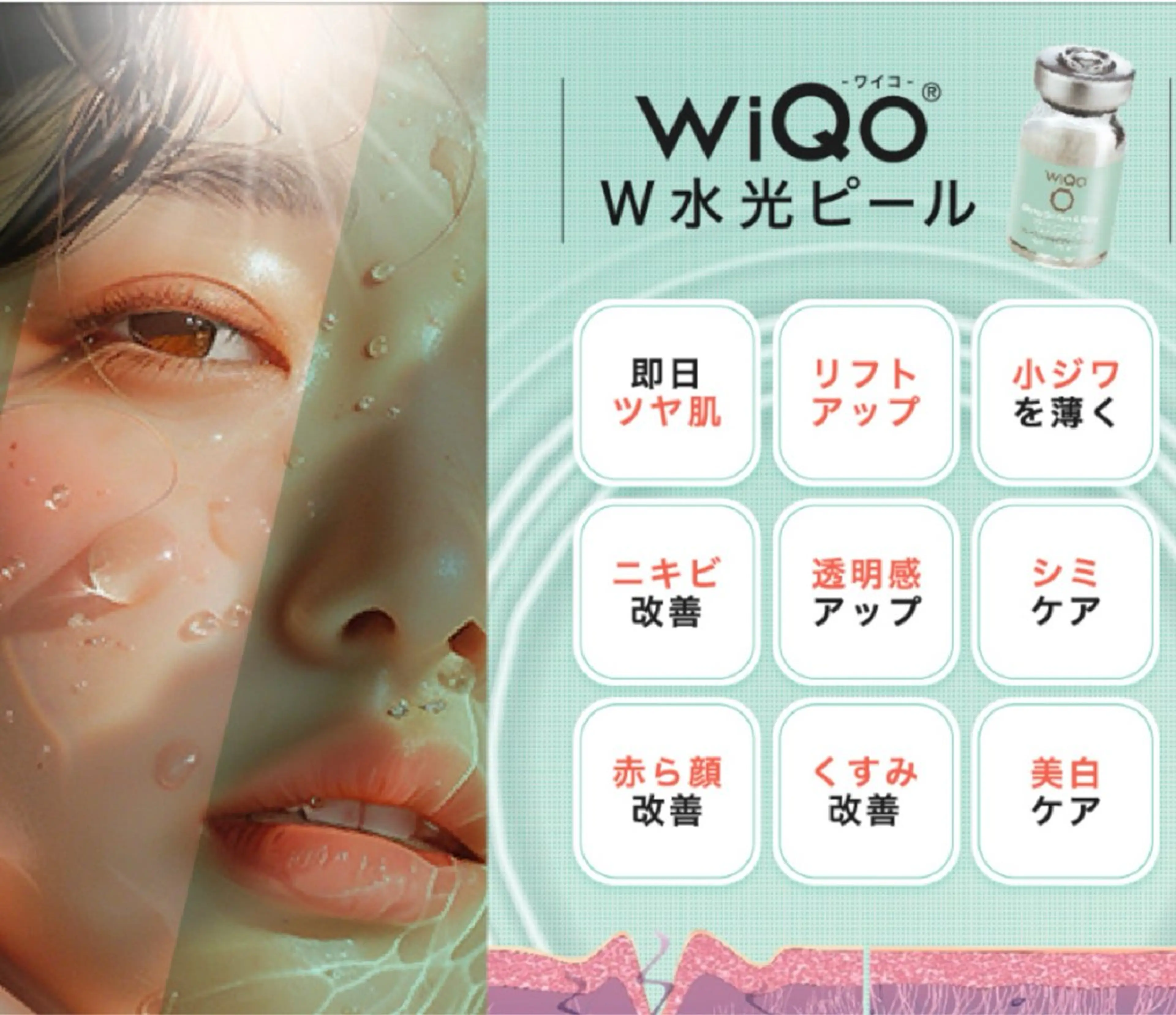 全顔毛穴洗浄×WiQo水光ピール×全顔導入付きの写真