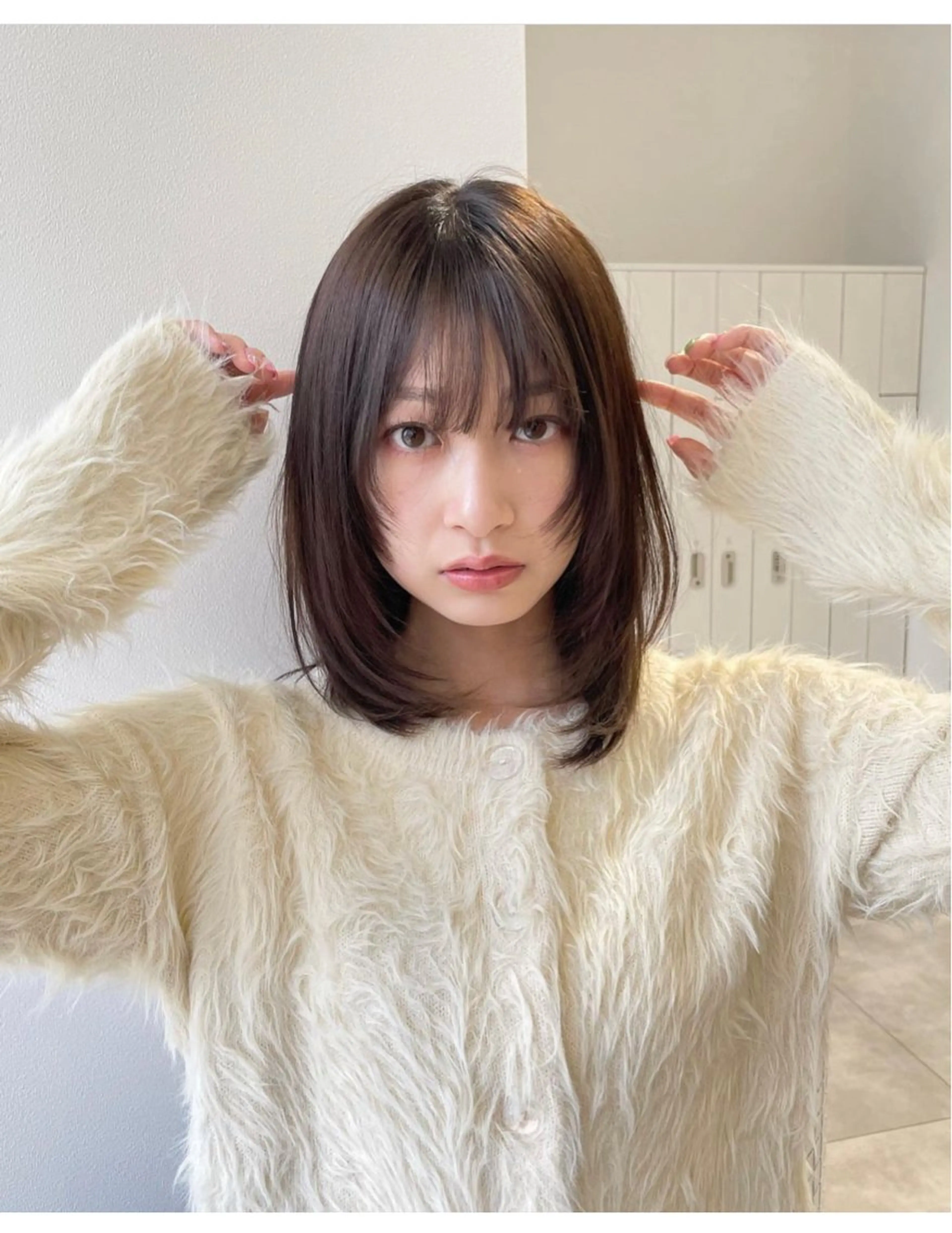 ミディアム カラー ベージュカラー ヘアカラー トリートメント sora/ボブ/ レイヤーカットのヘアスタイル