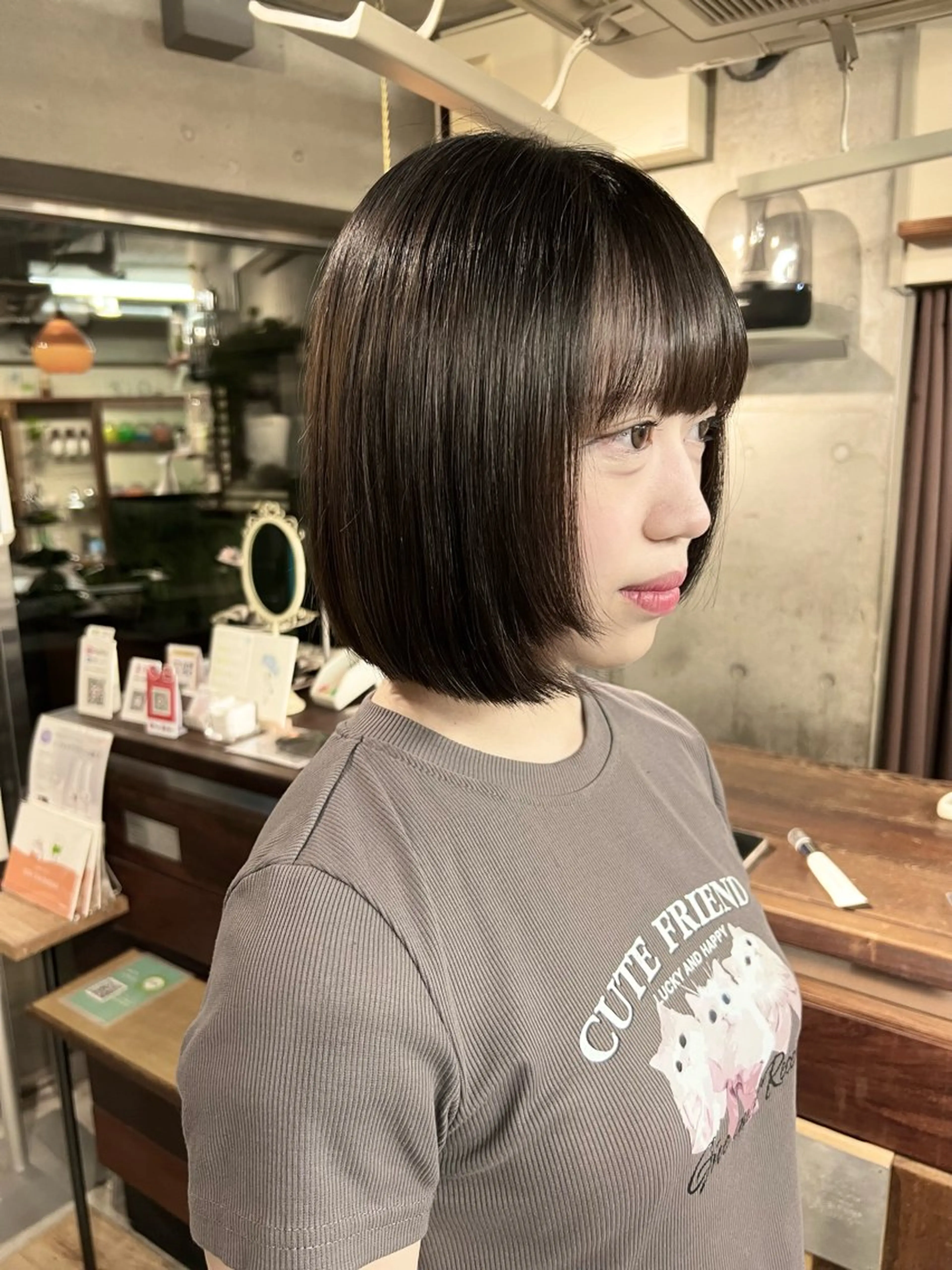 ショート 切りっぱなしボブ ボブ 土田かほ/当日可🎀 透明感カラー🍃のヘアスタイル