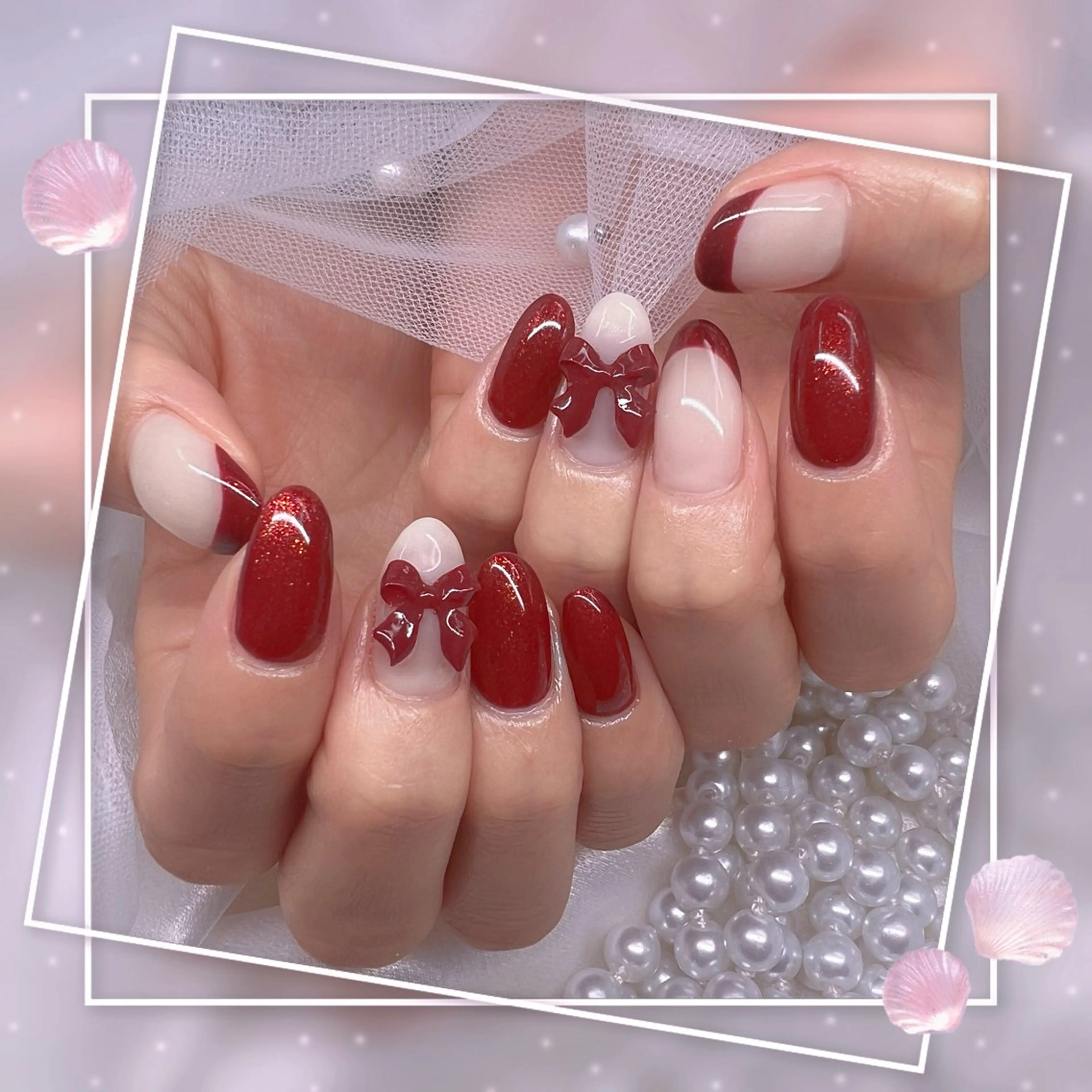 ネイル チークネイル フレンチネイル グラデーション マグネットネイル マグネットフレンチ ハンドネイル Chill Nailsalonのネイルデザイン