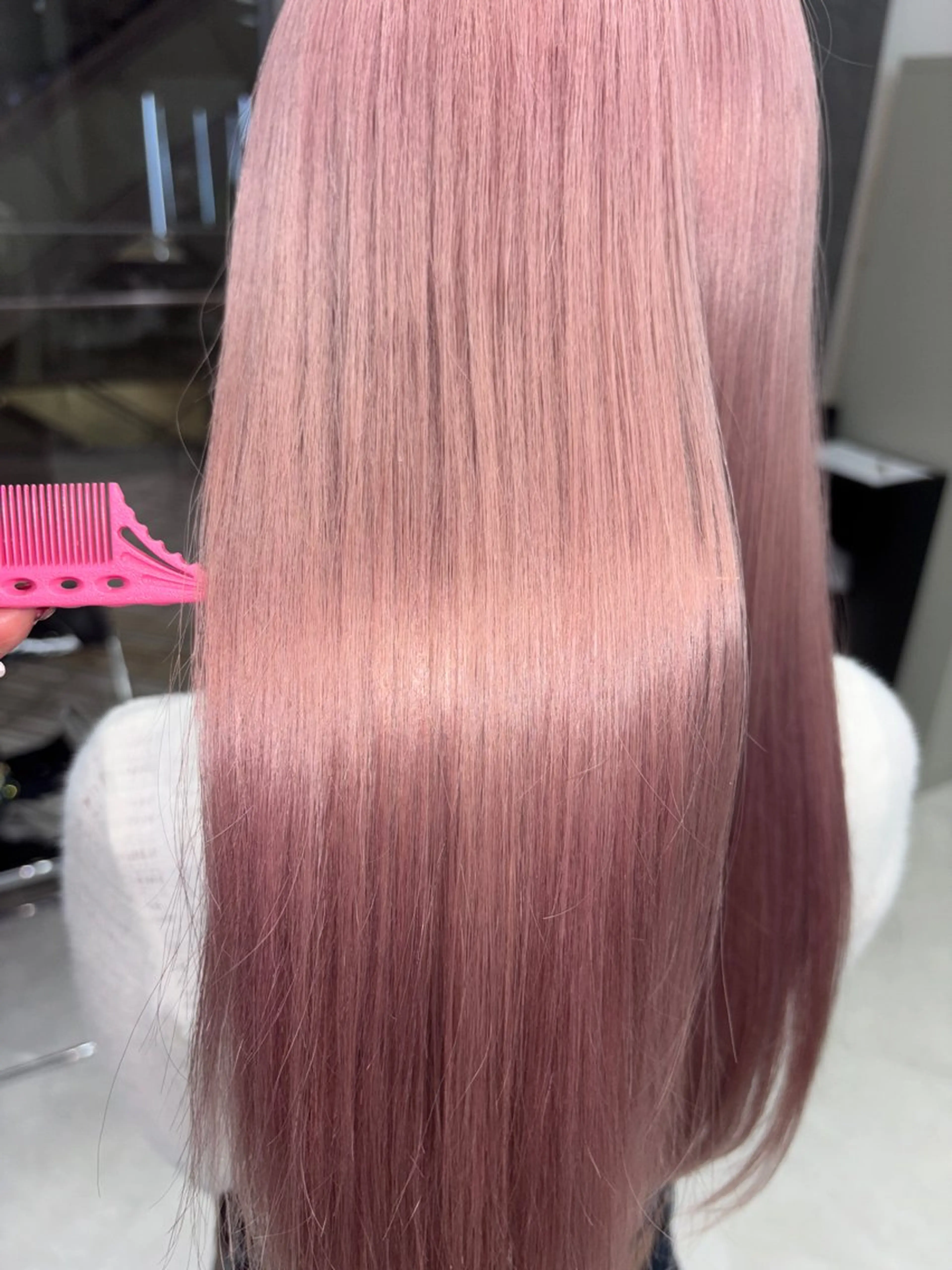 ロング カラー ヘアアレンジ カット ヘアカラー トリートメント ヘアセット ミルクティー/ピンク カラー/ みう🎀のヘアスタイル