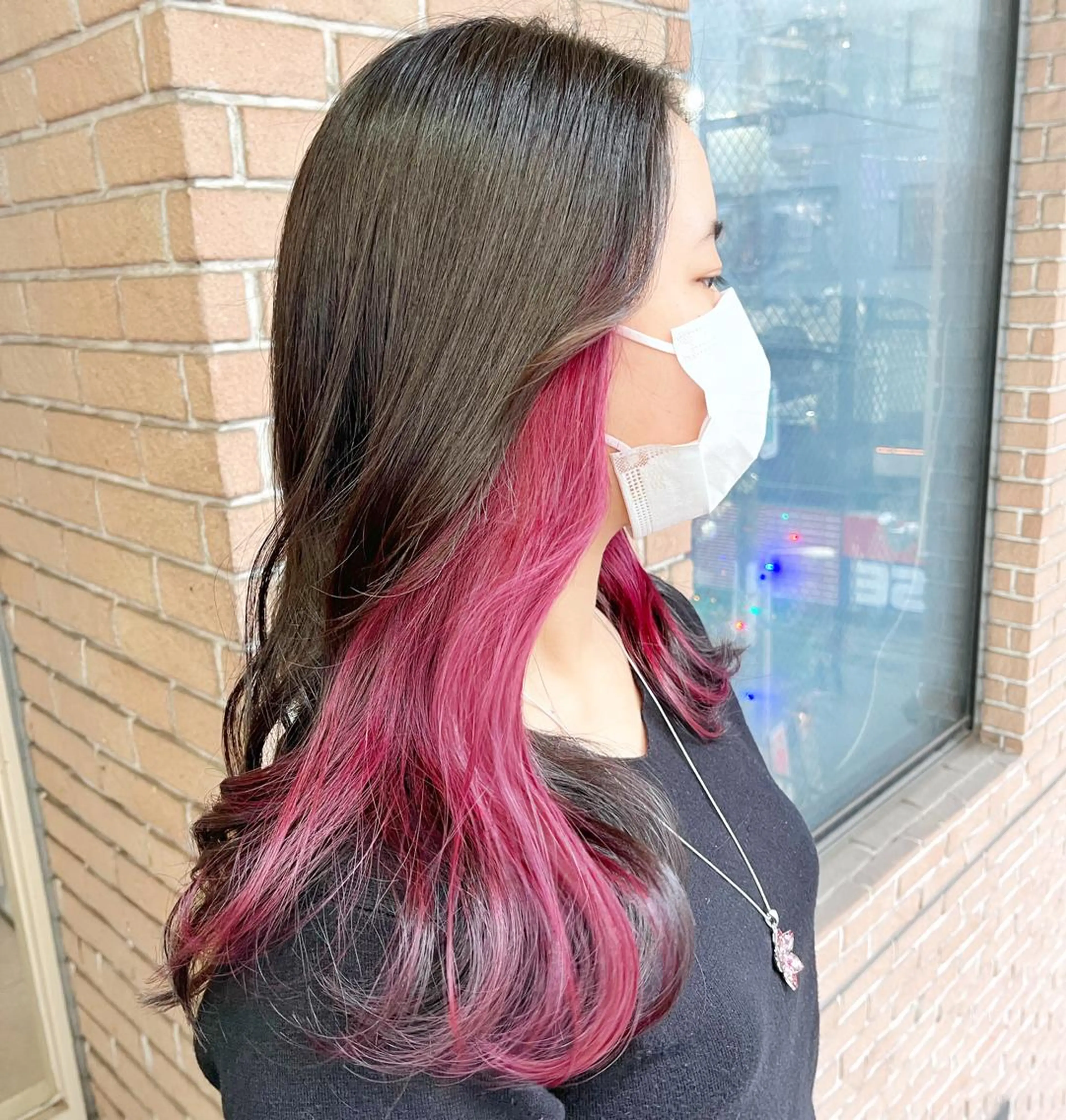 ロング カラー ヘアアレンジ ブリーチ ピンクカラー🩷 ヘアセットＮＯ.1のヘアスタイル