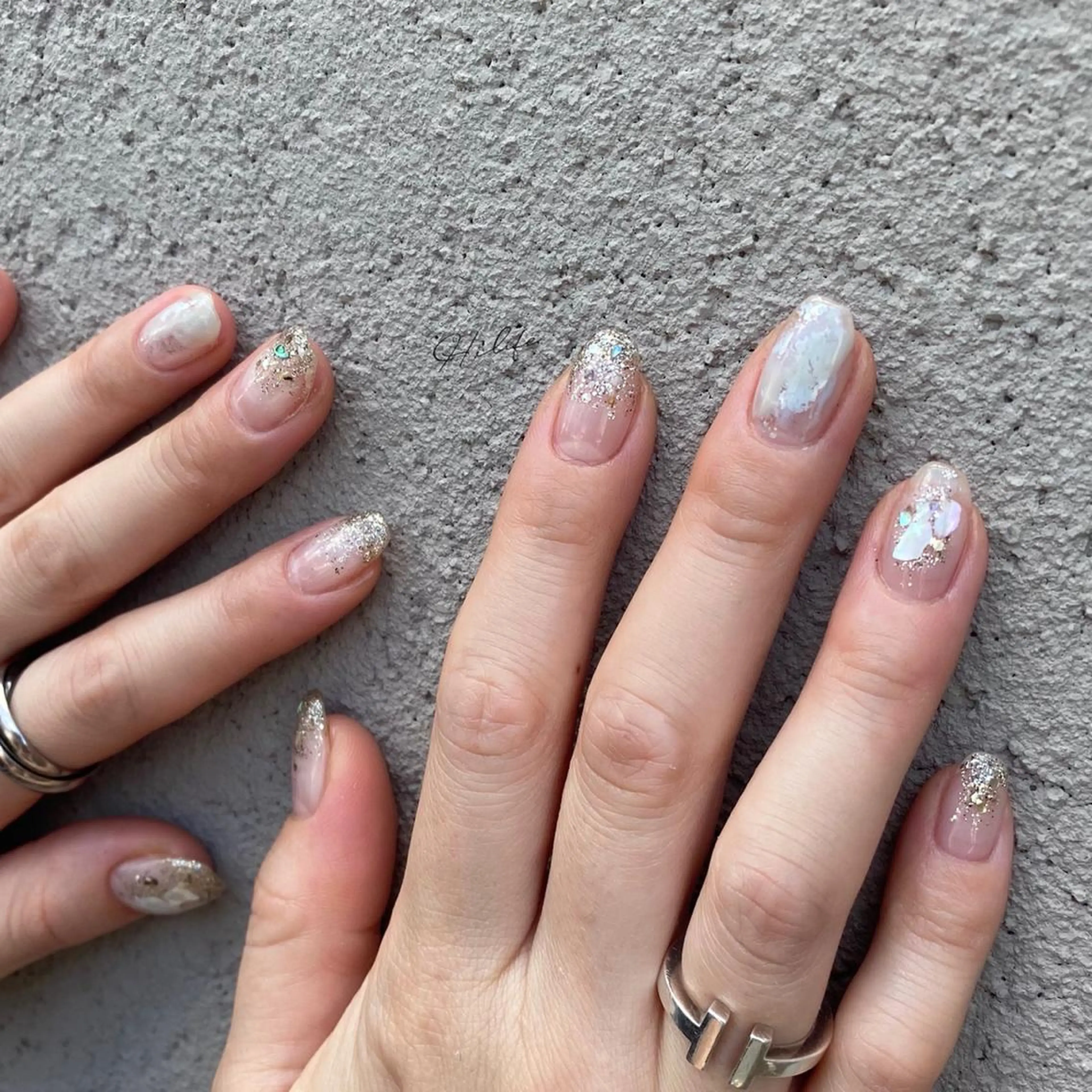 ネイル クリアネイル ラメ(グリッター) ネイルチップ ハンドネイル Nail Adore.のネイルデザイン