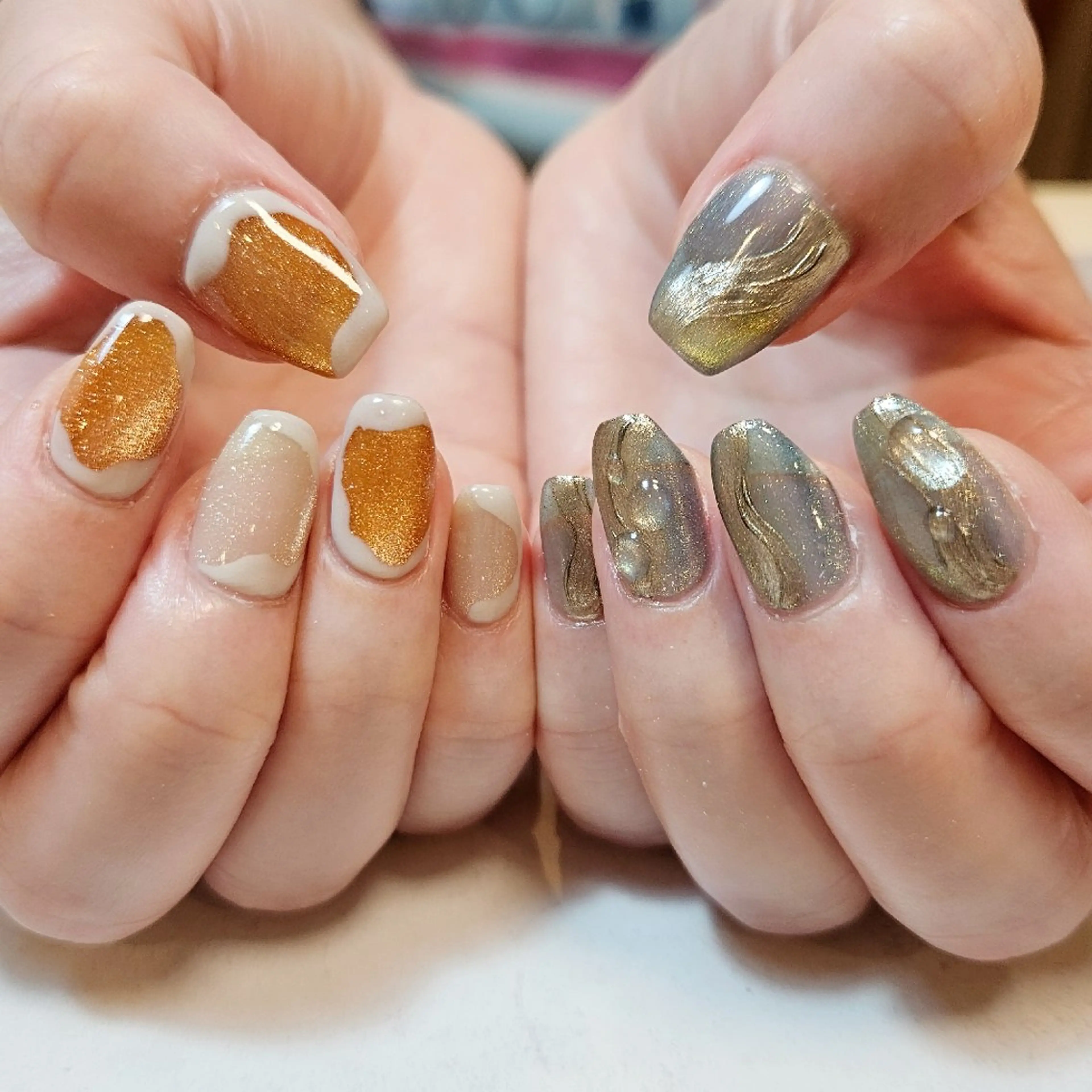 ネイル ジェルネイル マグネットネイル 持ち込み ニュアンスネイル パラジェル ハンドネイル Nailsalon manoのネイルデザイン