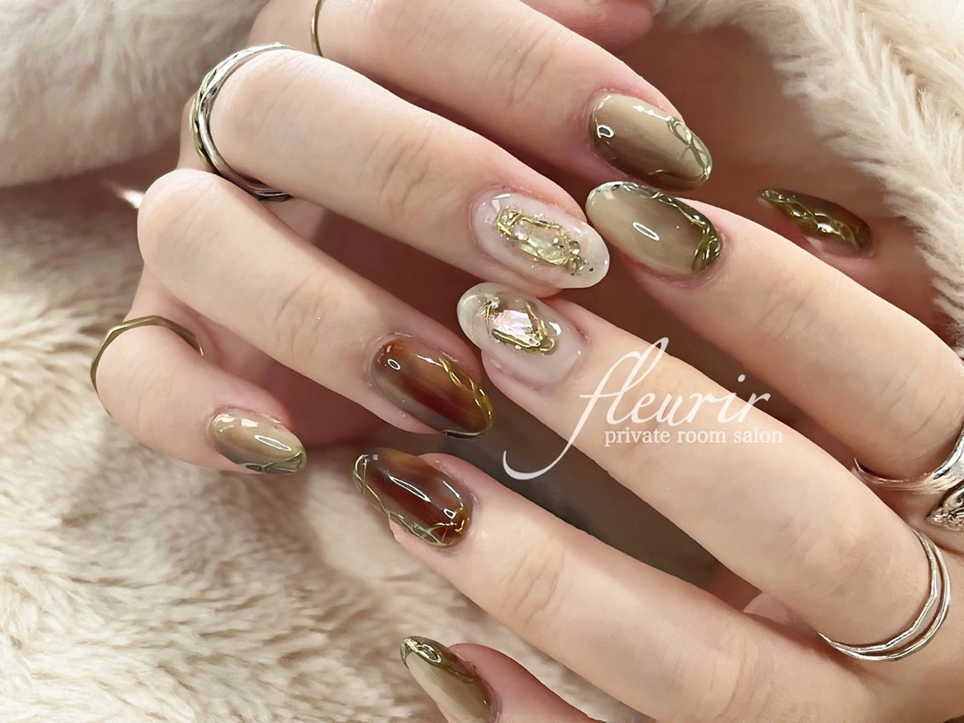 ネイル ラメ(グリッター) フルリール 【プライベートサロンのネイルデザイン