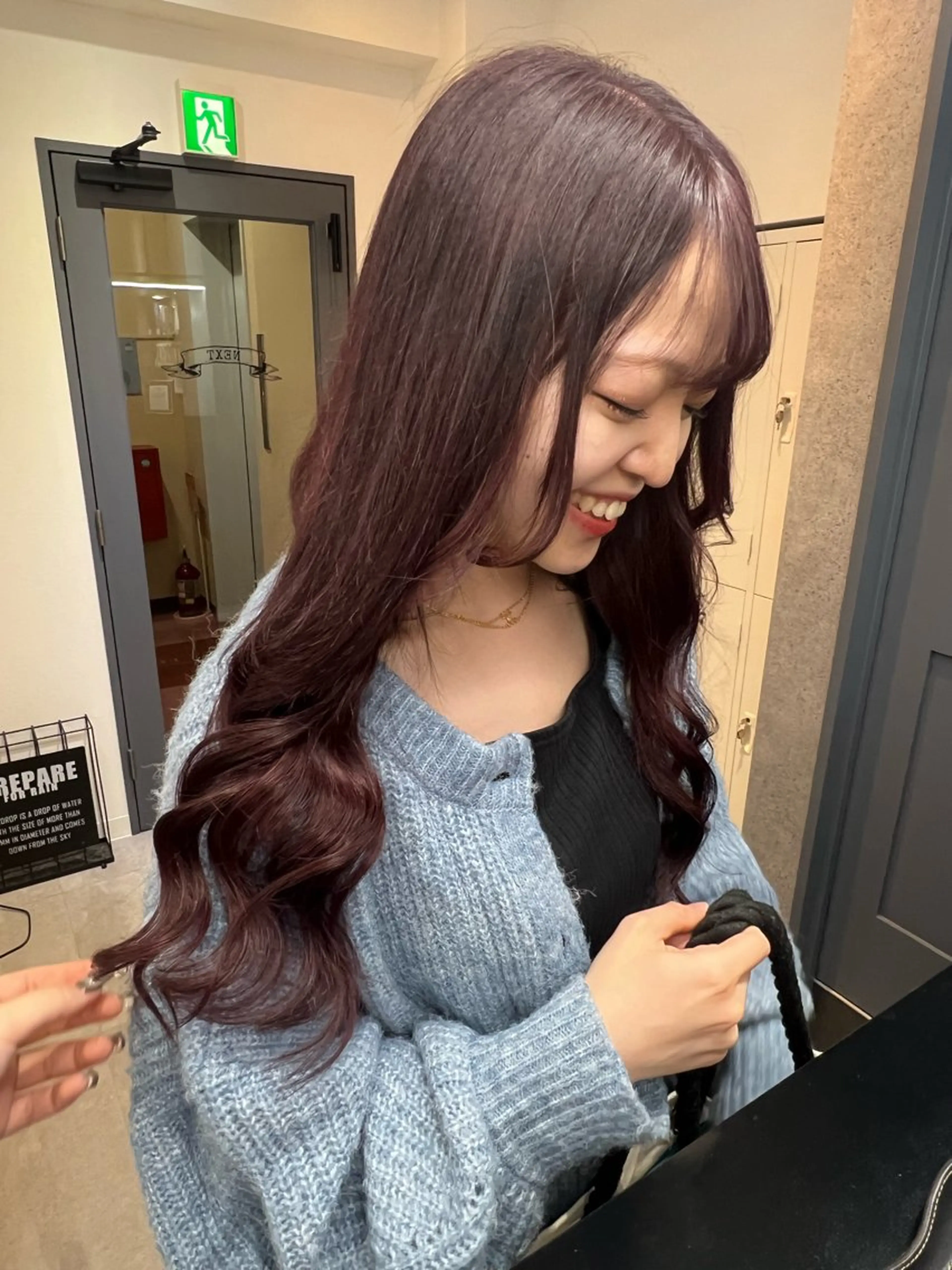 ロング カラー シールエクステ ボルドーカラー レッドカラー エクステ いろあそび所属・カットモデル募集 八王子/kyocoのヘアスタイル
