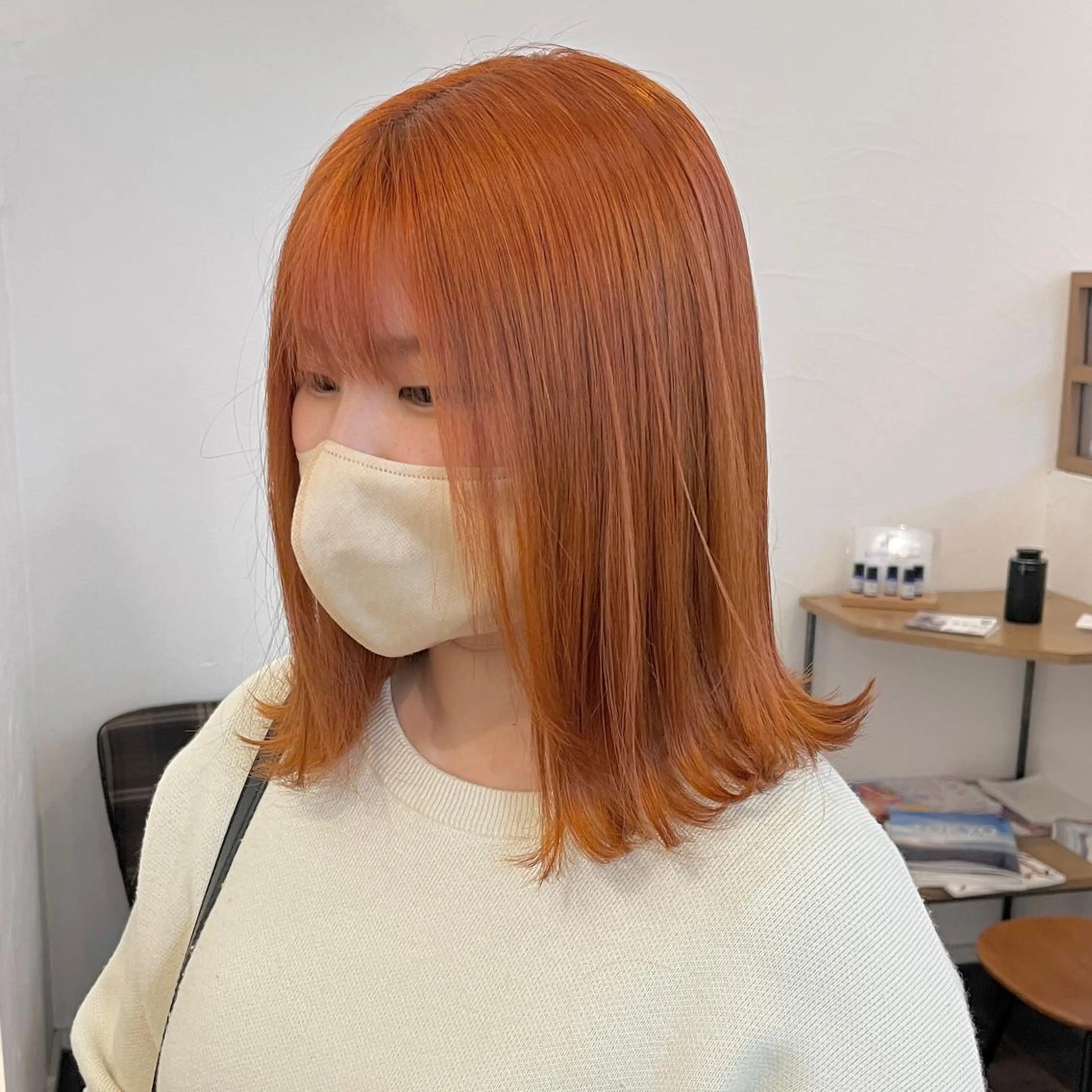 ミディアム カラー ベージュカラー ブリーチ オレンジ オレンジベージュ 伊藤ゆかり/髪質改善 /透明感カラーのヘアスタイル