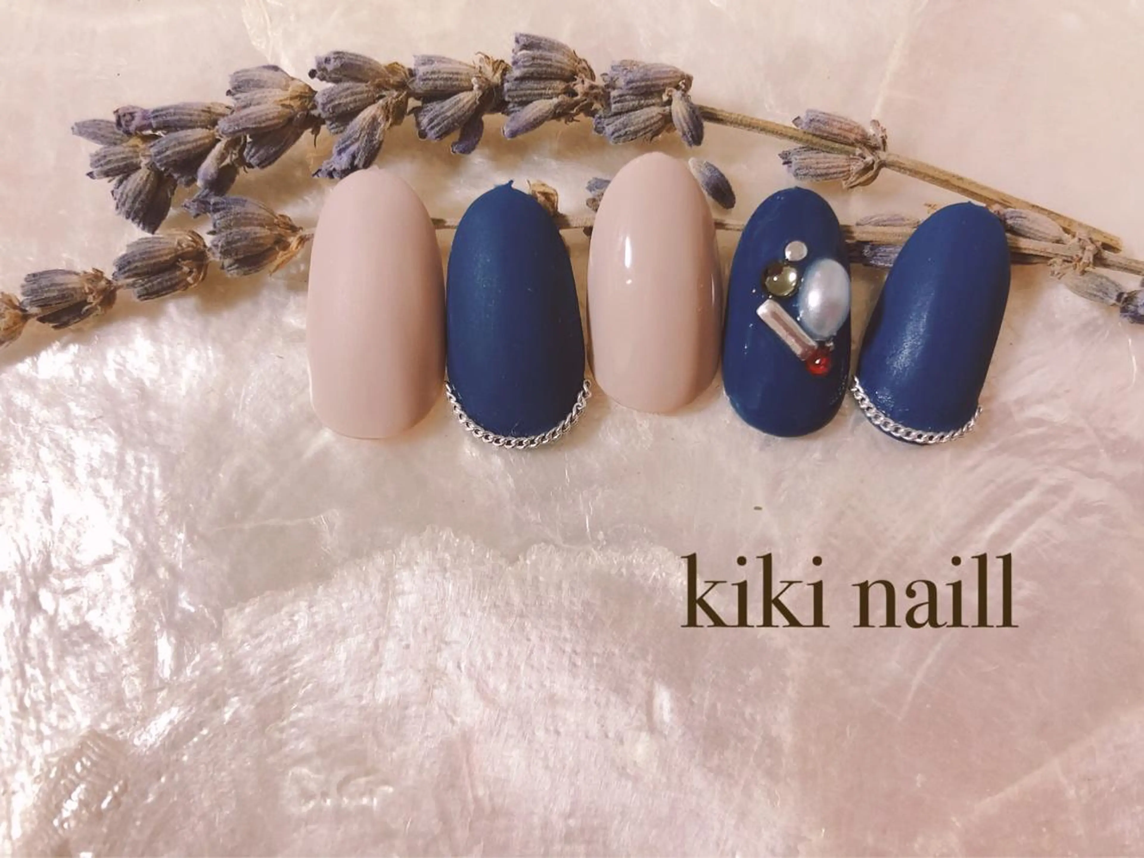 ネイル ブルー マットネイル kiki nail 二子玉川のネイルデザイン
