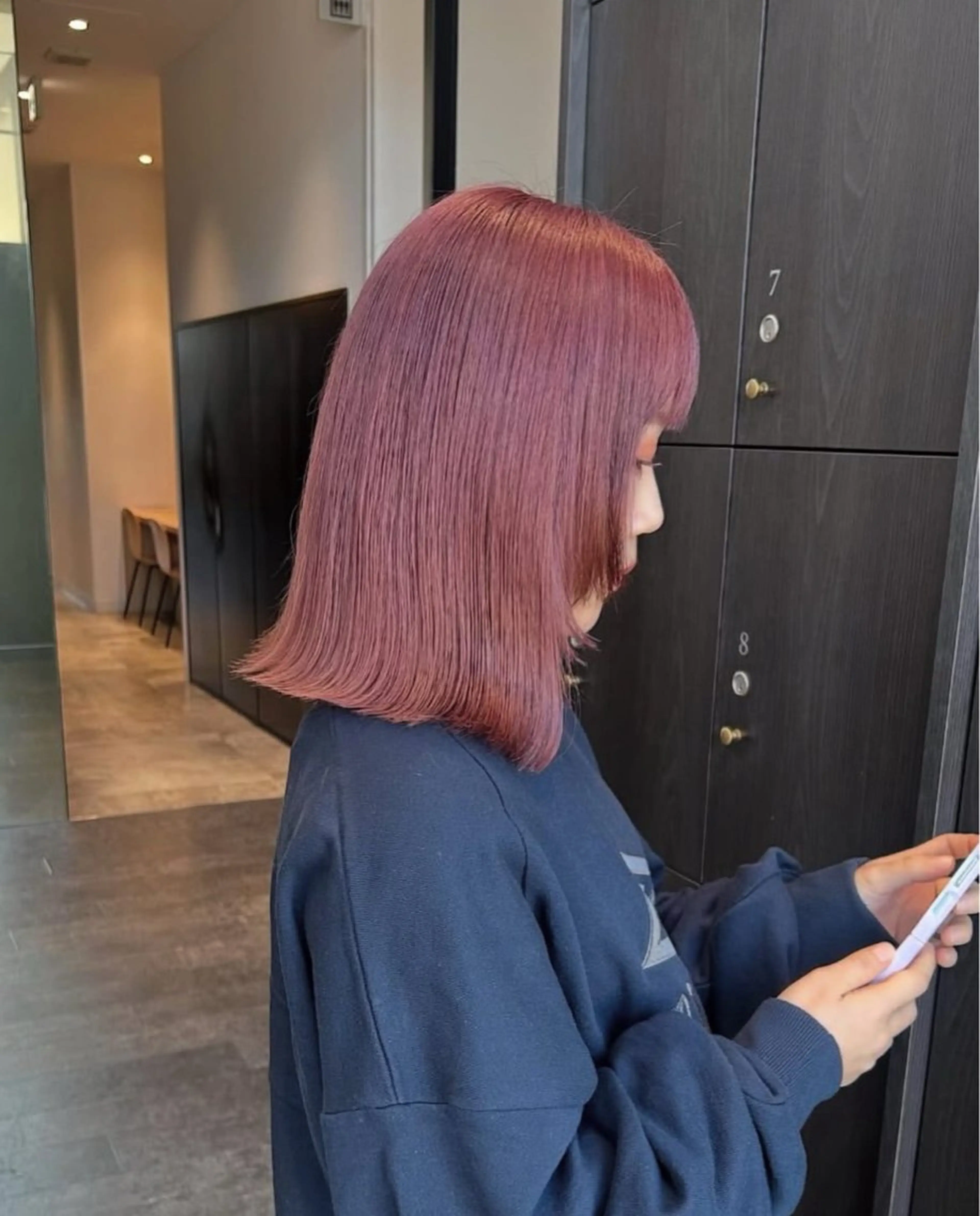 ミディアム カラー ヘアアレンジ キッズ ピンクカラー ピンクパープル パープルカラー ボブ 外ハネヘア カット ヘアカラー トリートメント GOTODAY SHAiRE SALON (原宿本店)所属・sakurai kana 🎀のヘアスタイル