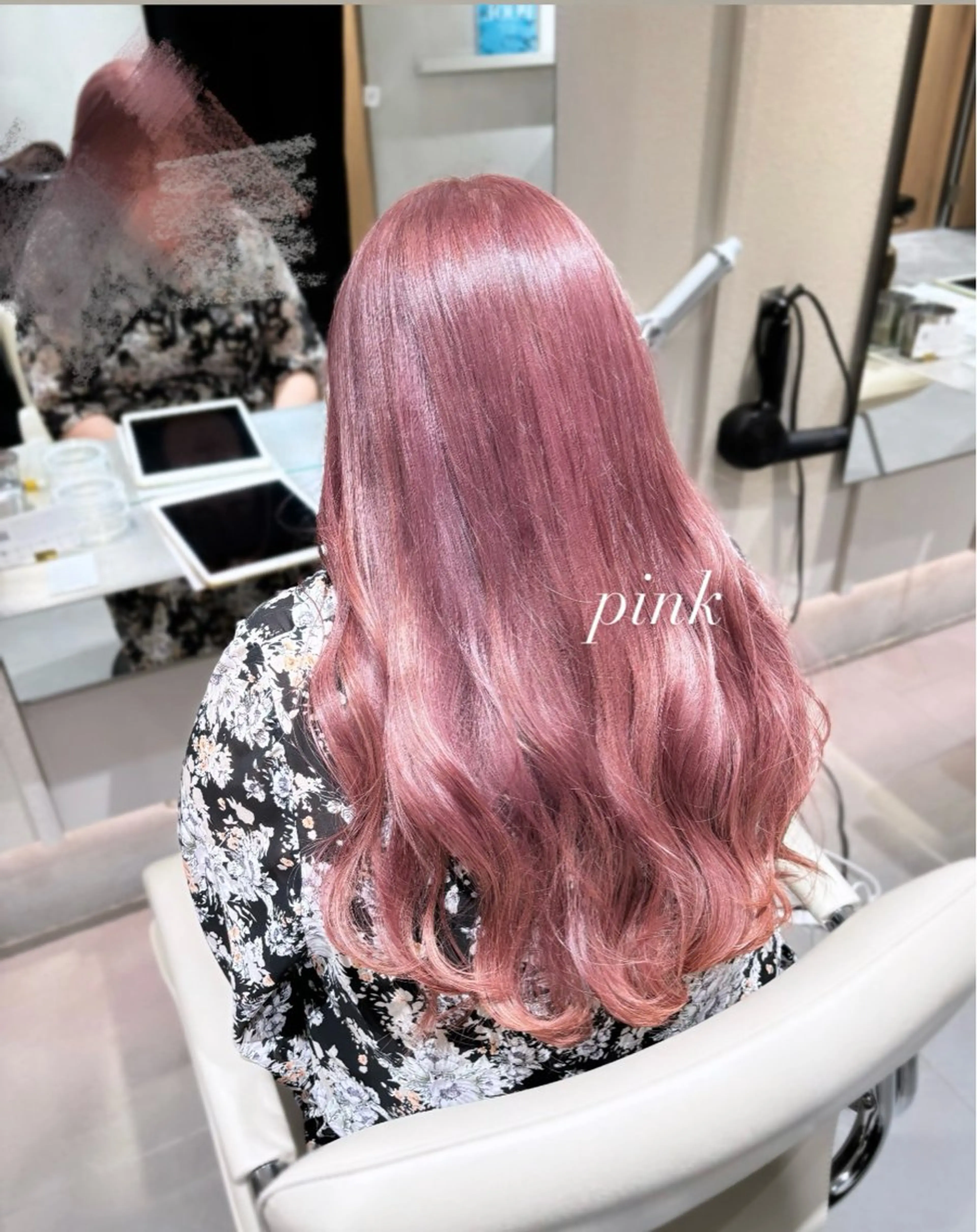 ロング カラー ブリーチ ピンクカラー ヘアカラー トリートメント ヘアセット ショートカット/ yuiのヘアスタイル
