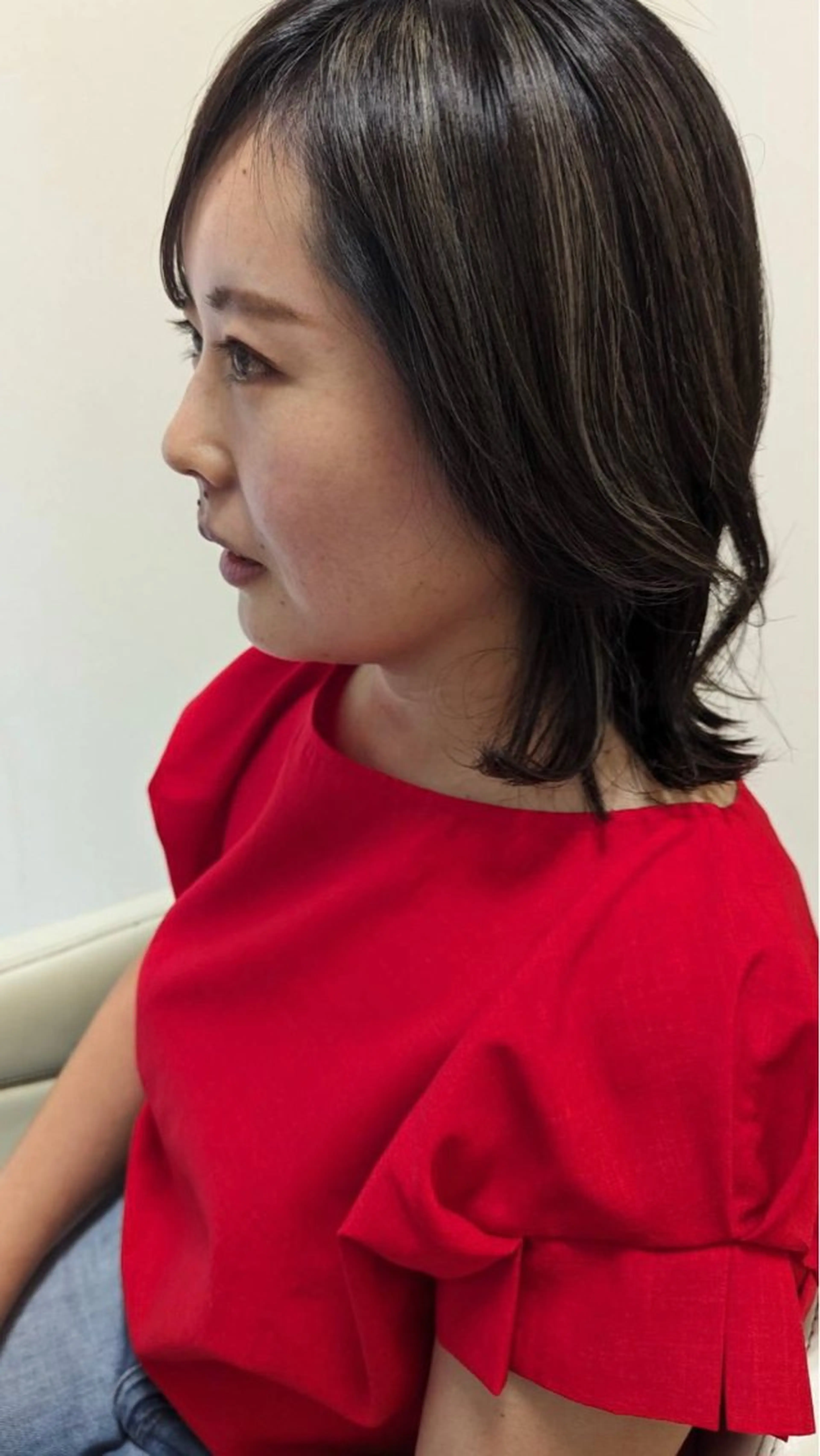 ミディアム カラー ハイライトカラー ハイライト カット ヘアカラー ママ美容師 *ヒマワリのヘアスタイル