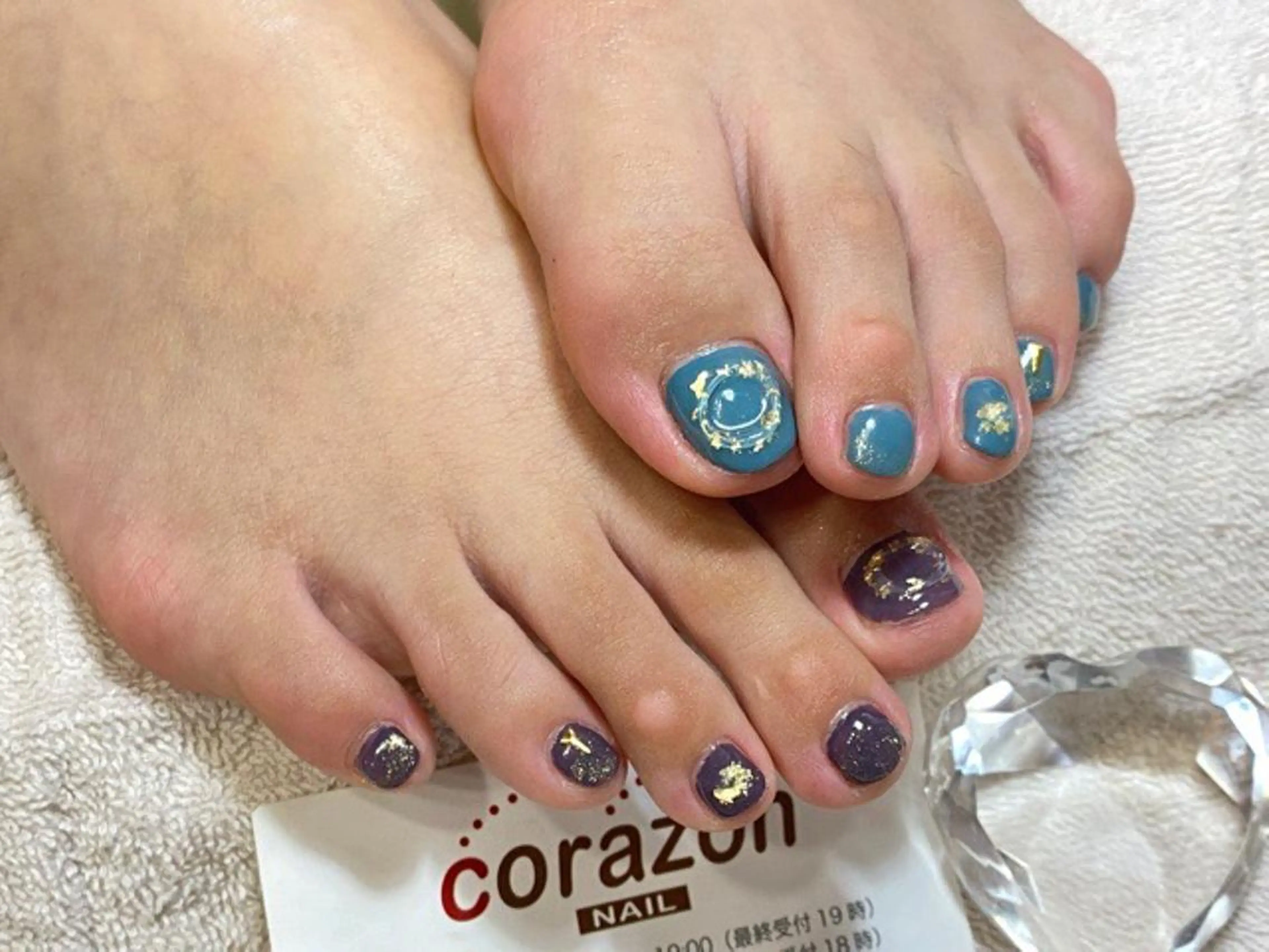 ネイル ブルー クリアネイル フットネイル パープル corazon所属・ネイリスト aicoのネイルデザイン