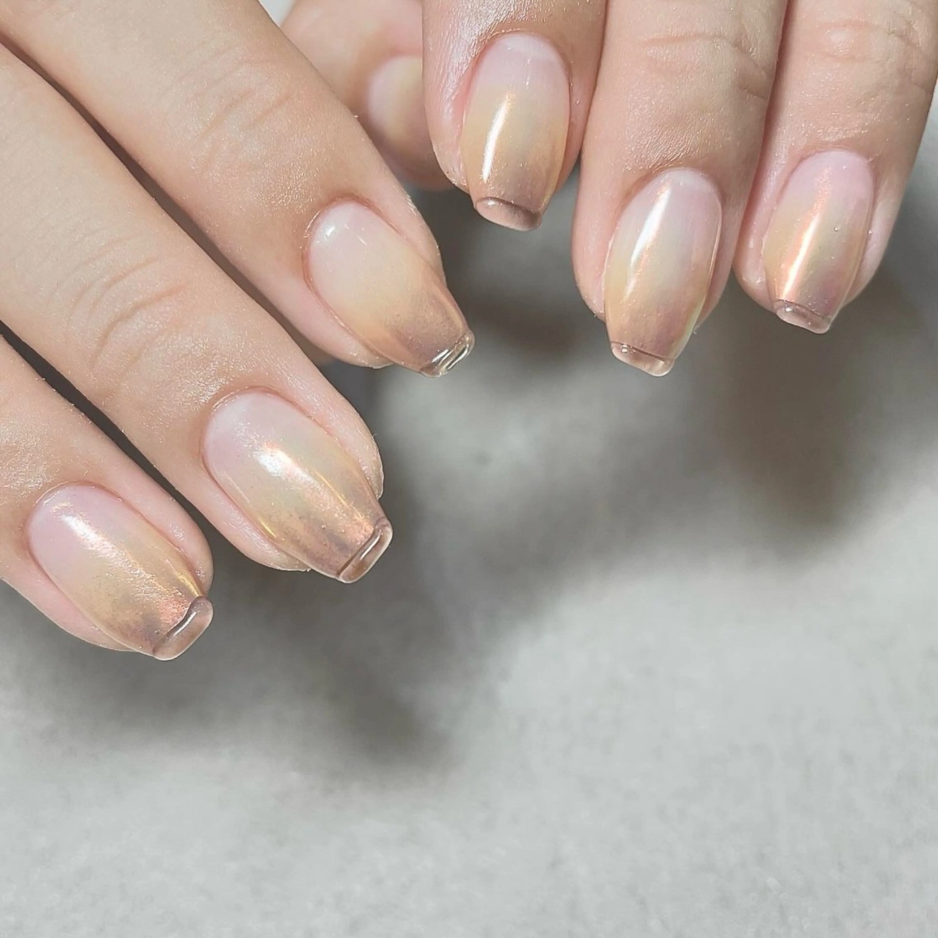 ネイル オーロラネイル ブラウン クリアネイル フレンチネイル グラデーション ハンドネイル acs.n所属・ネイル,耳つぼ 風間すみれのその他イメージ