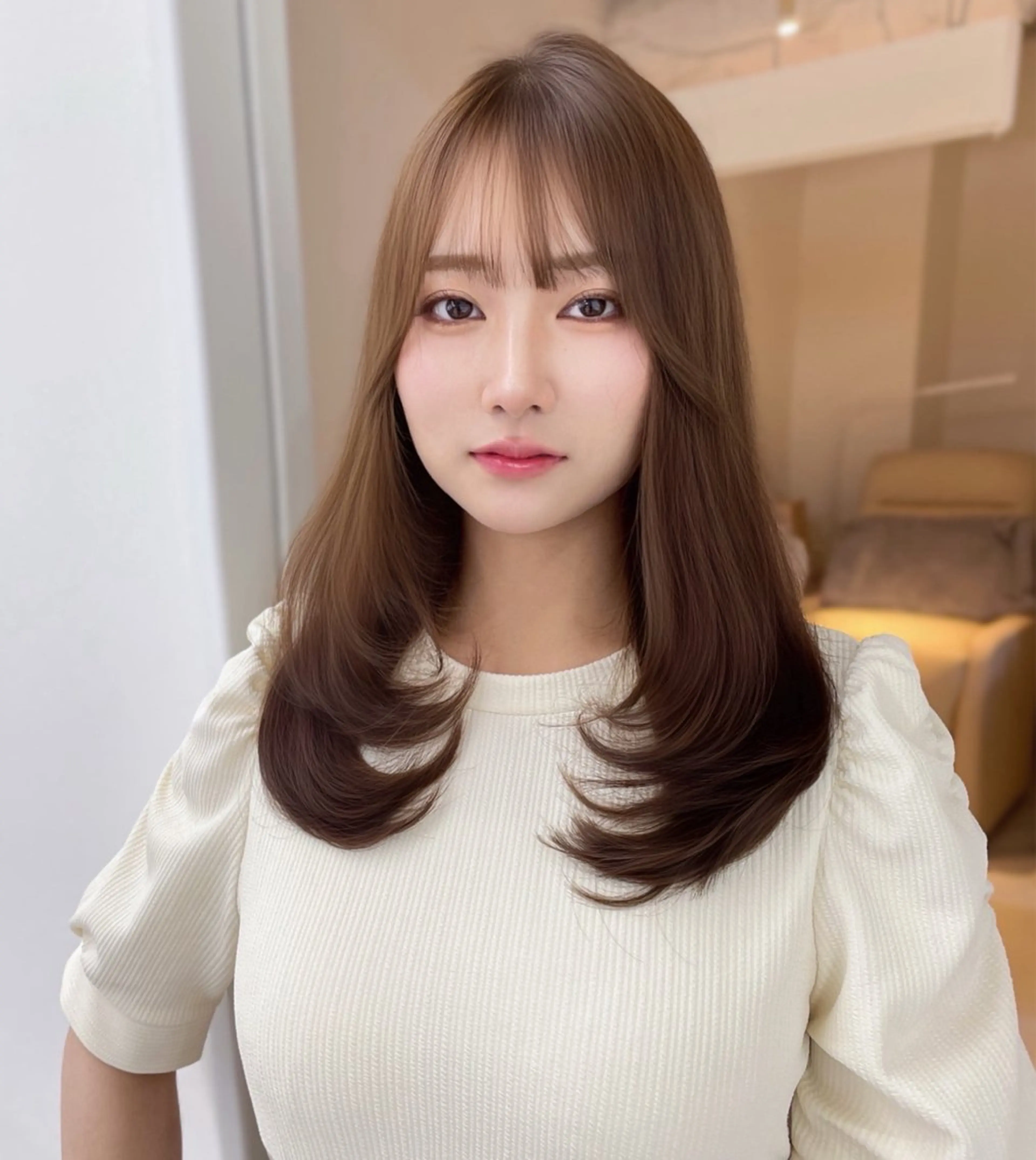 セミロング レイヤーカット カット ヘアカラー トリートメント レイヤーカット/ 艶カラー/亜澄のヘアスタイル