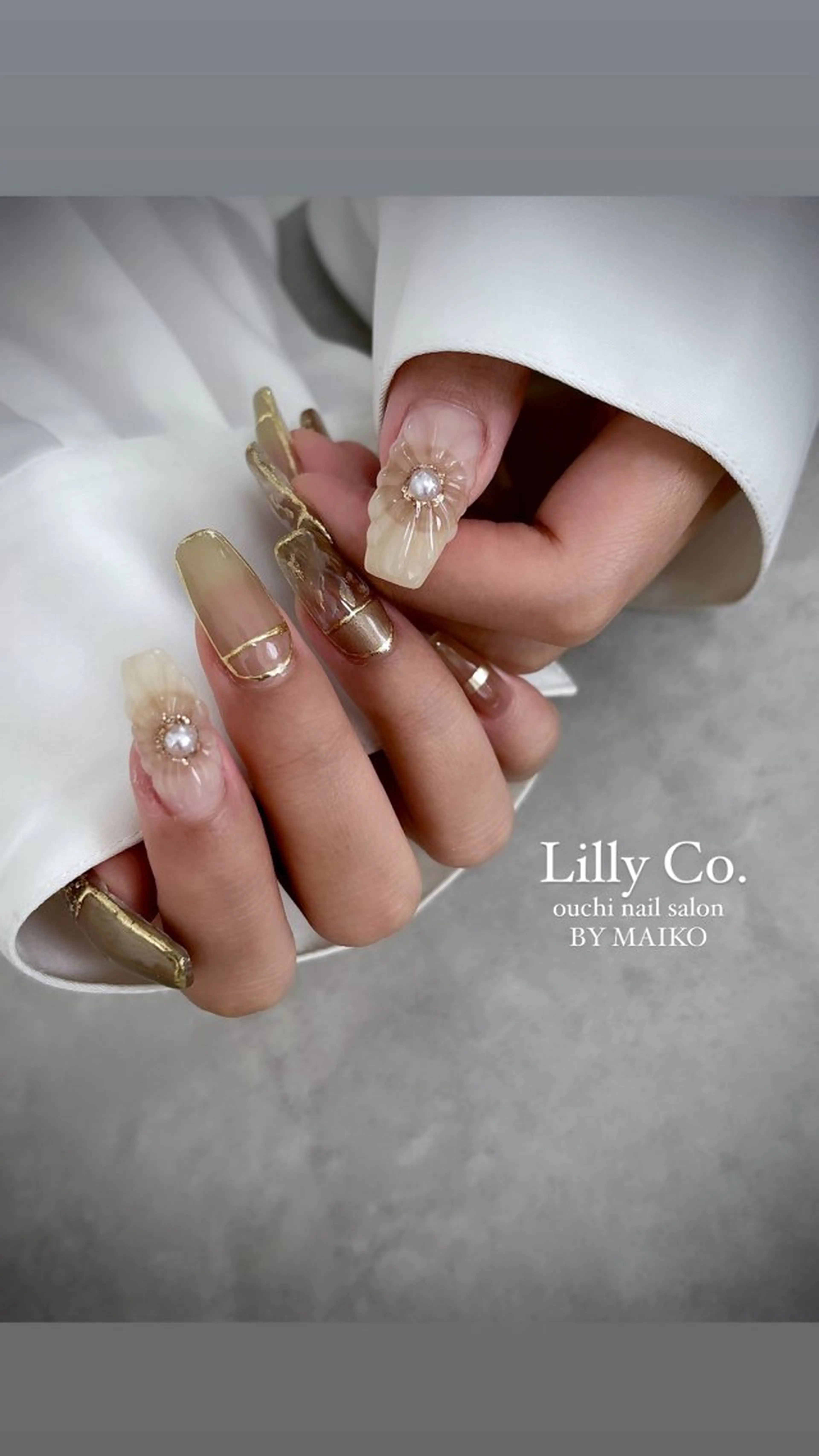 ネイル アートネイル フラワーネイル ニュアンスネイル ハンドネイル ハンドケア Lilly Co.のネイルデザイン