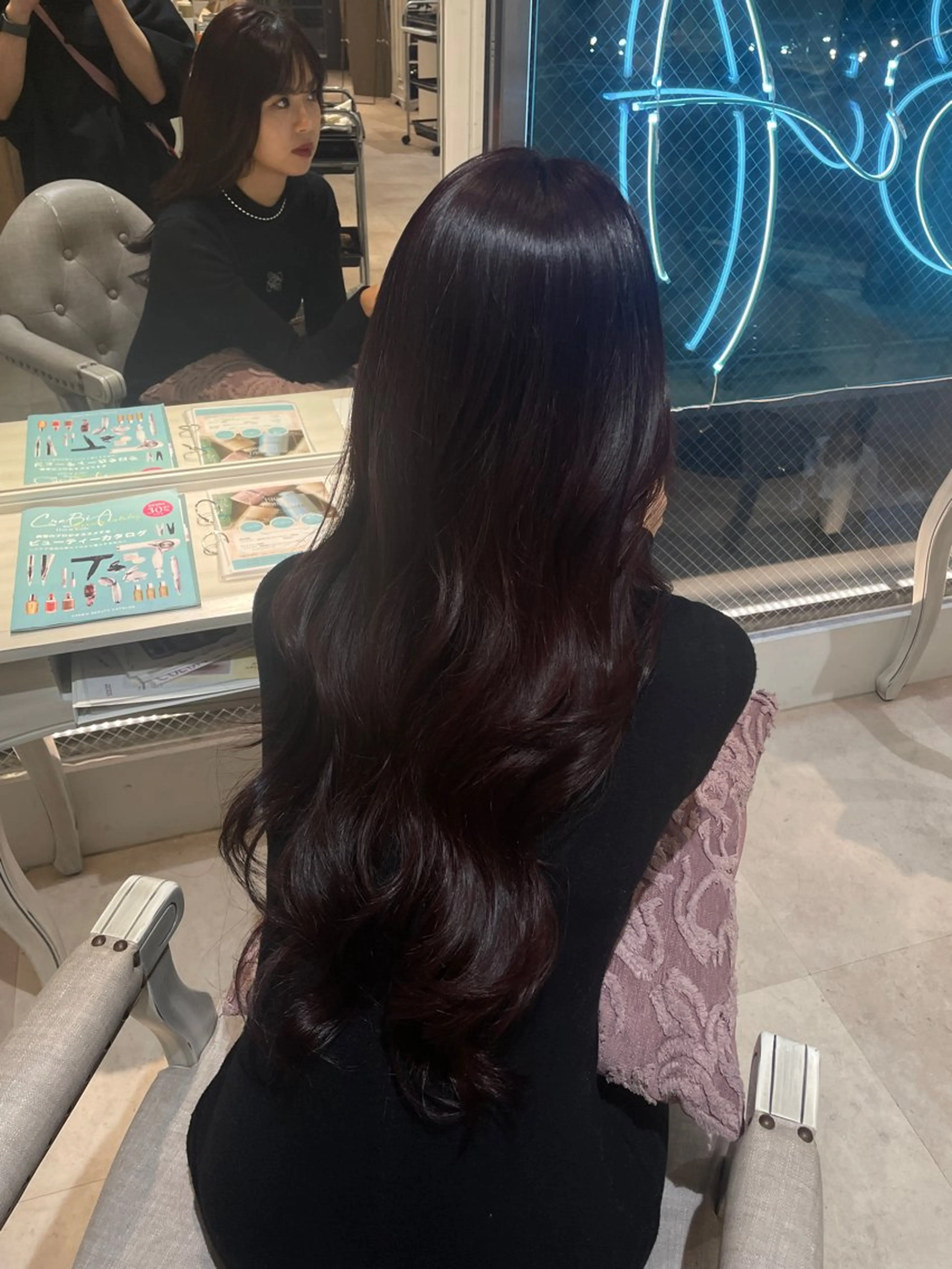 ロング カラー ブラウンカラー 透明感カラー イルミナカラー レッドカラー レッドブラウン CreBiA🎀 ayaのマツエク・マツパデザイン