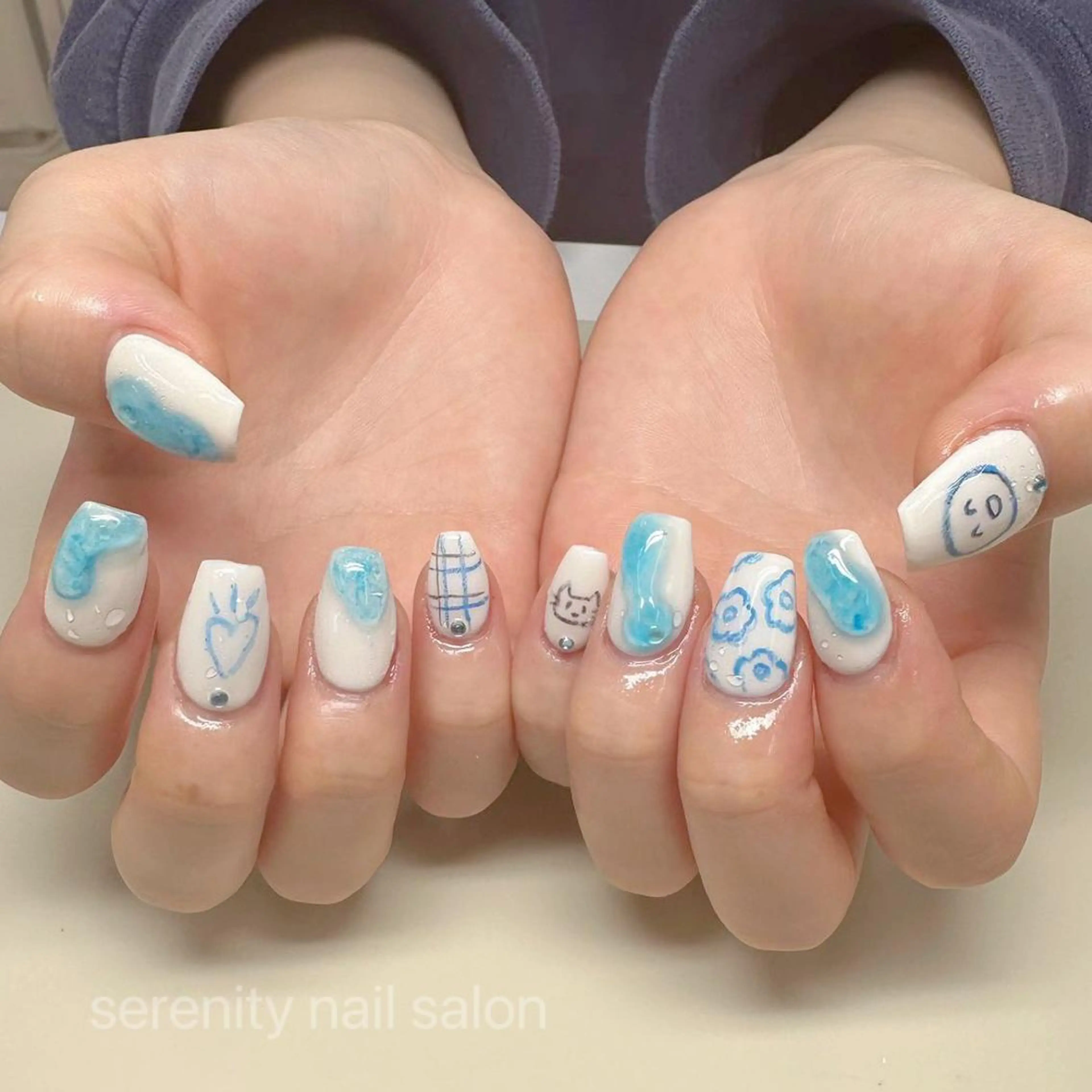 ネイル ハンドネイル ハンドケア ✨Serenity ワンホンネイルのネイルデザイン