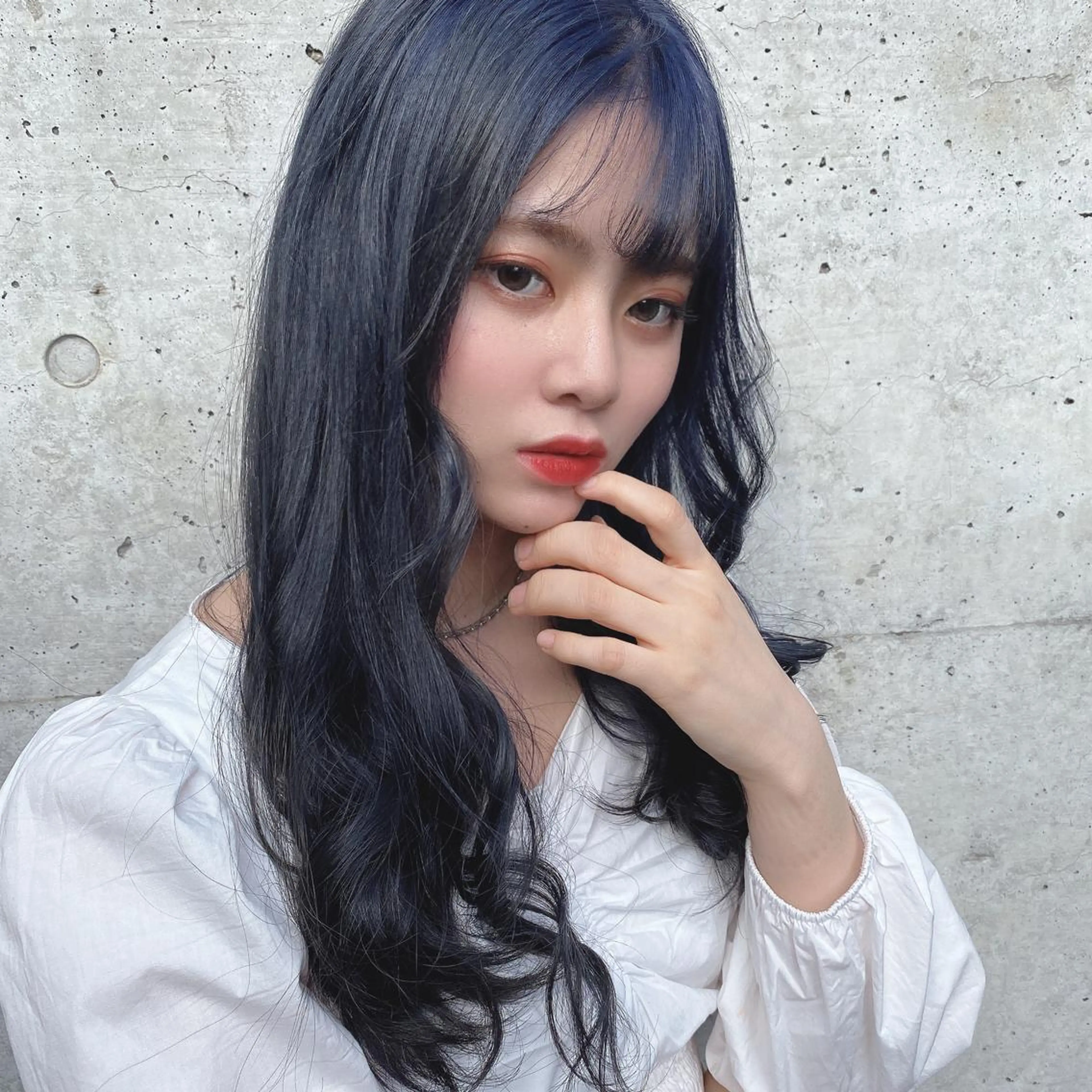 ロング カラー ヘアアレンジ 寒色アイドルカラー JUNOチナツのヘアスタイル