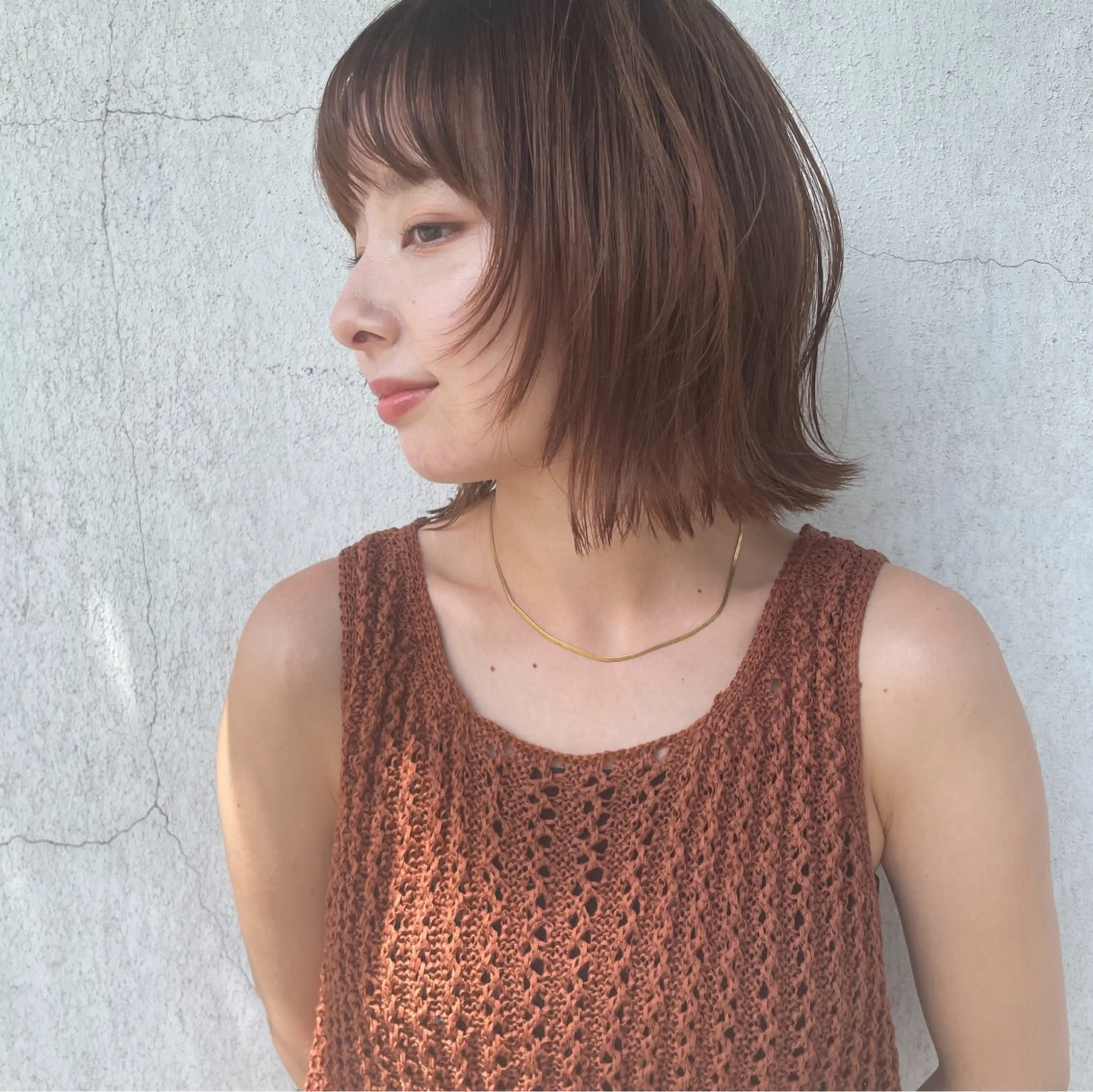 ミディアム カラー 顔まわりレイヤー レイヤーカット カット トリートメント 似合わせヘア🤍 面田法子のヘアスタイル