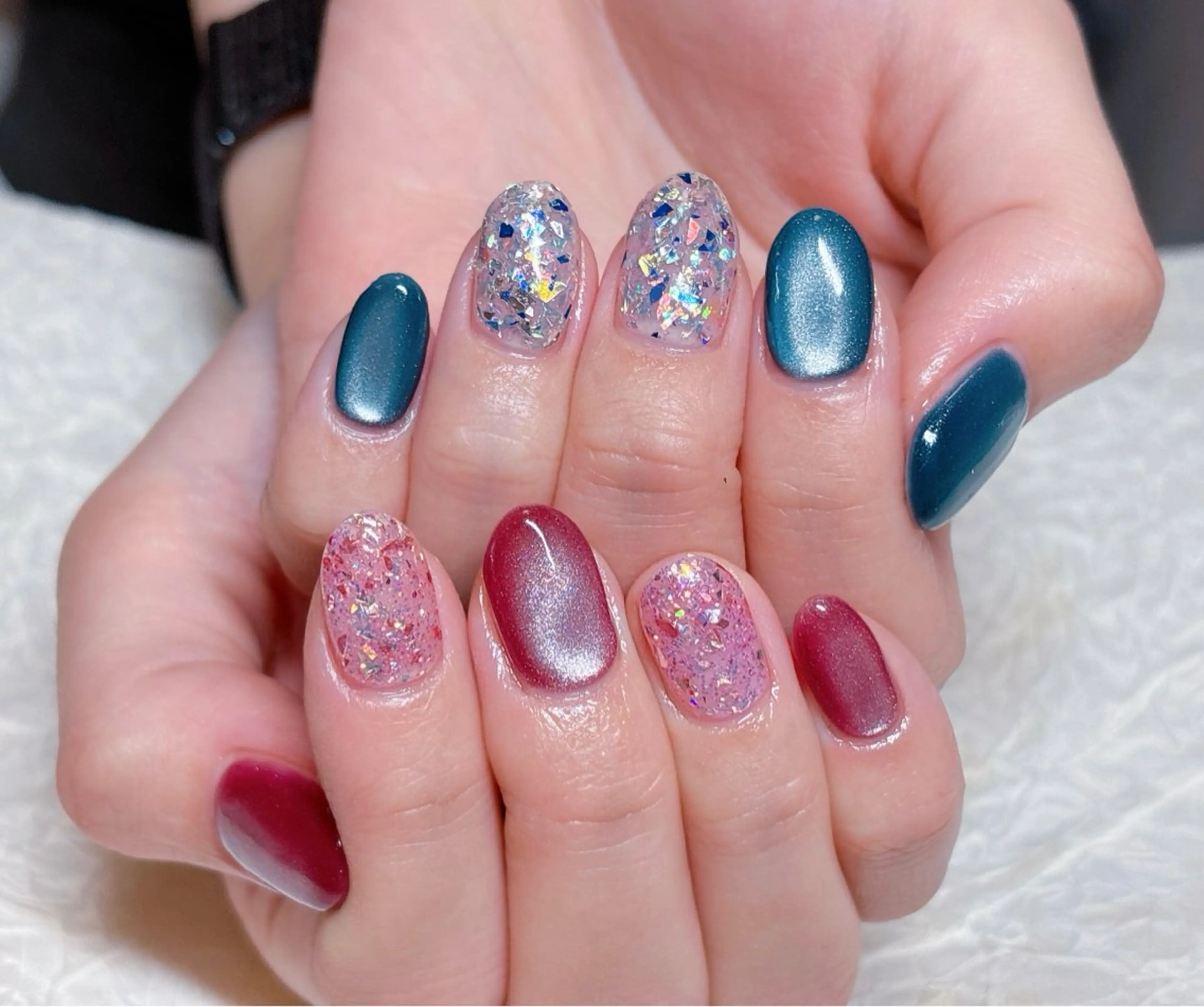 ネイル アートネイル ジェルネイル キラキラネイル ラメ(グリッター) マグネットネイル ハンドネイル ゆ か_Nails💫のネイルデザイン