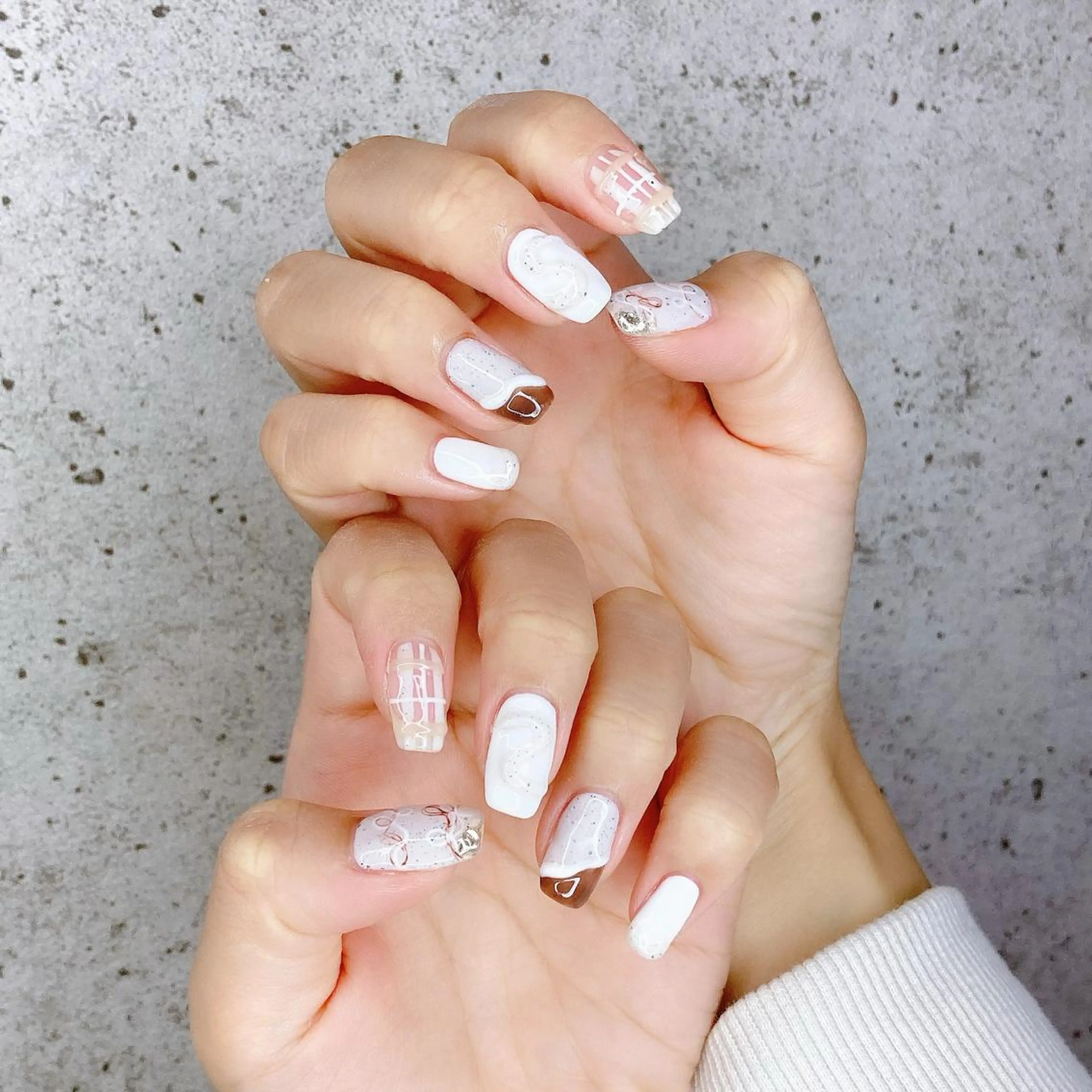 ネイル ブラウン ジェルネイル ミラーネイル ニュアンスネイル パラジェル ハンドネイル Nail Kのネイルデザイン