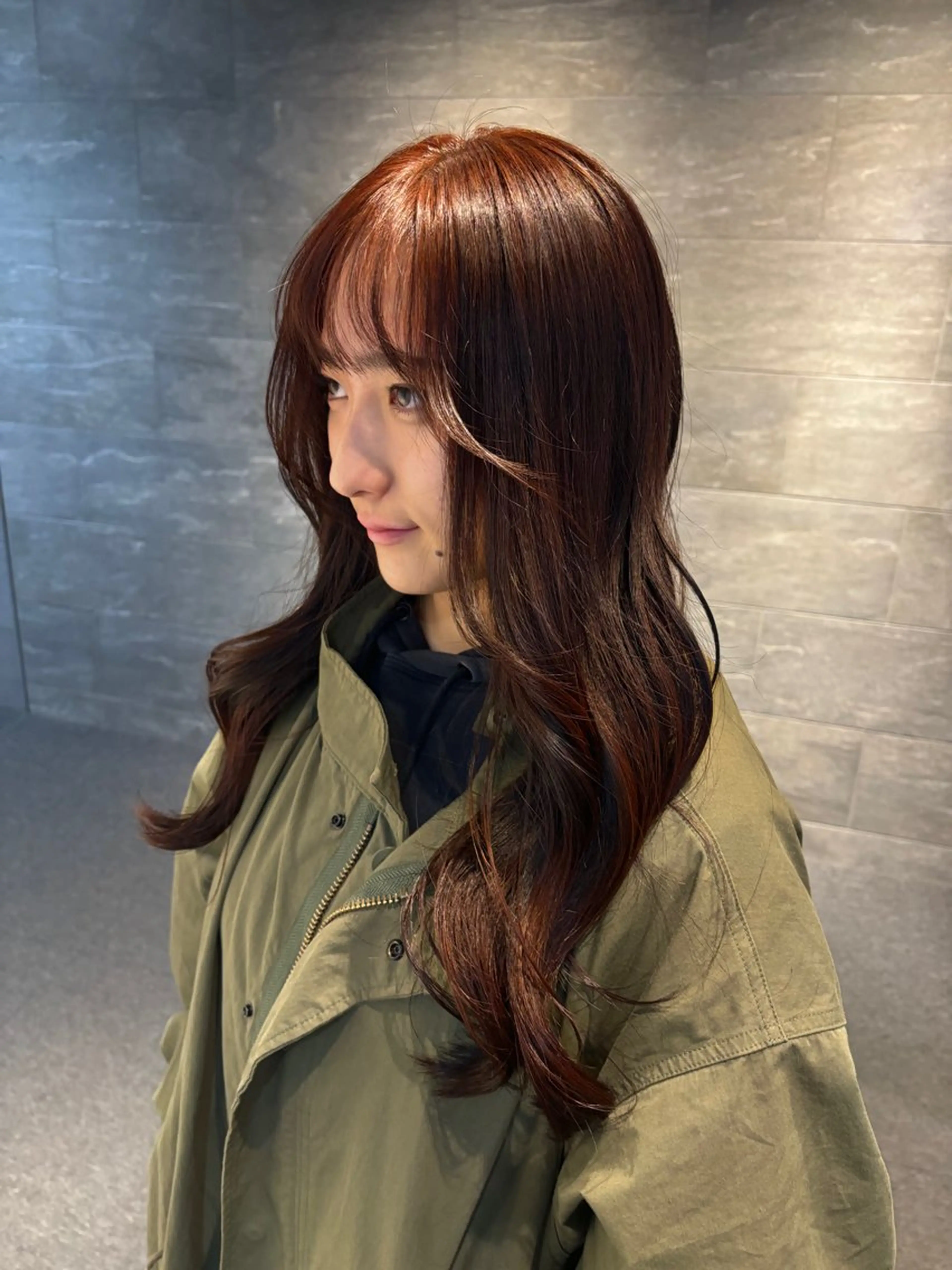 ロング カラー オレンジ ツヤ髪🎀暖色カラー さとあみのヘアスタイル