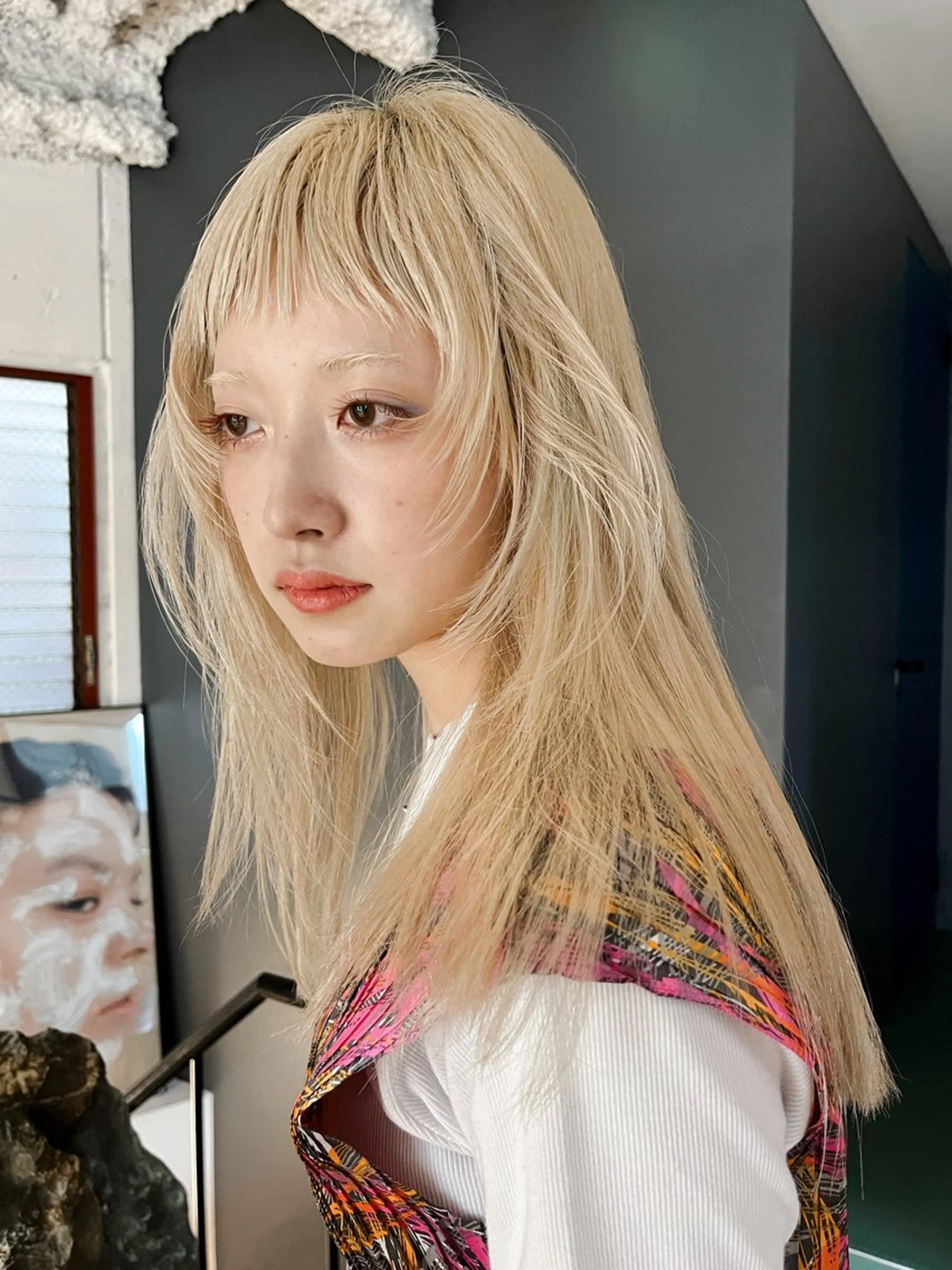 セミロング 🫧艶ハイトーン ブリーチ🫧シモのヘアスタイル