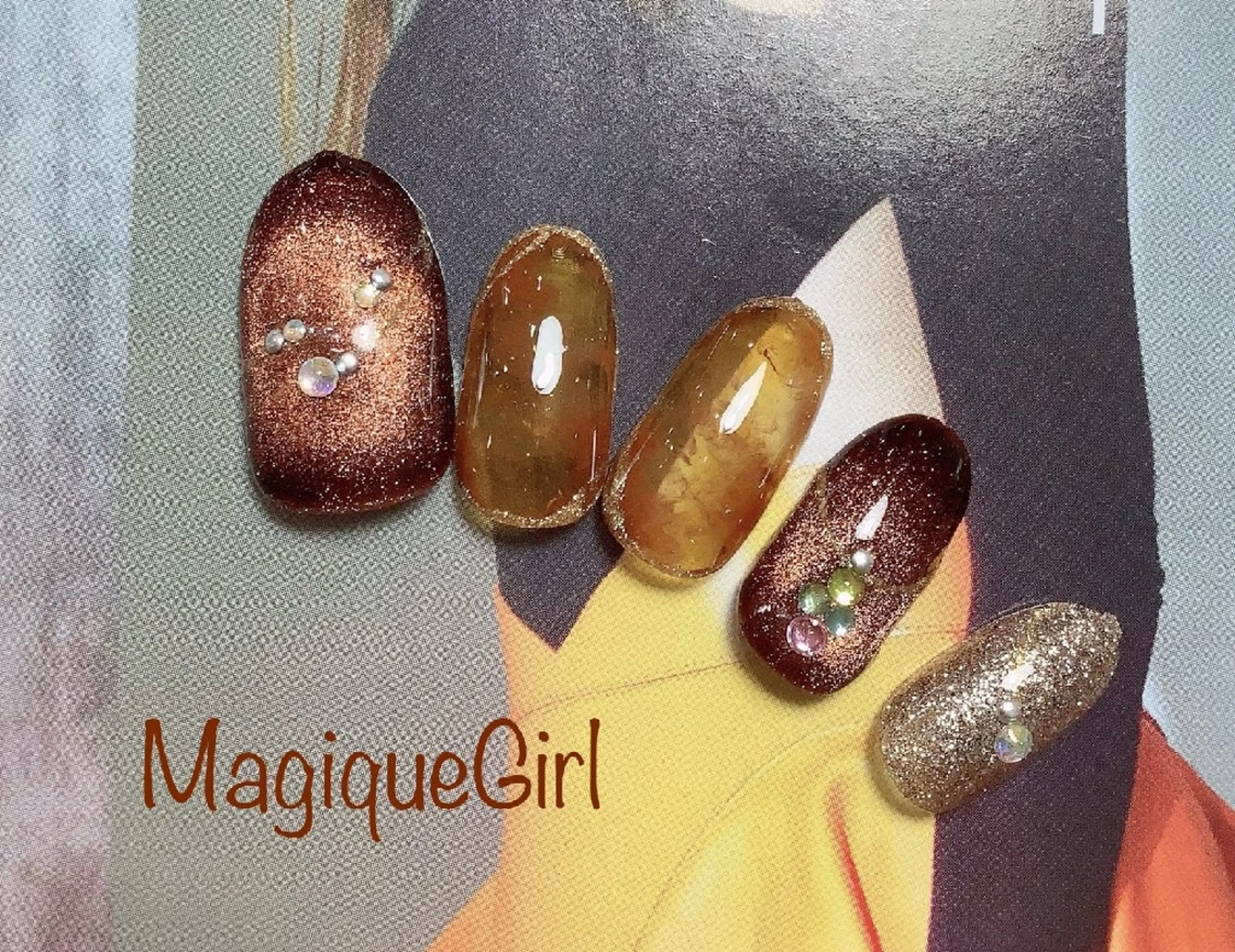 ネイル べっ甲ネイル ハンドネイル Magique Girlのネイルデザイン