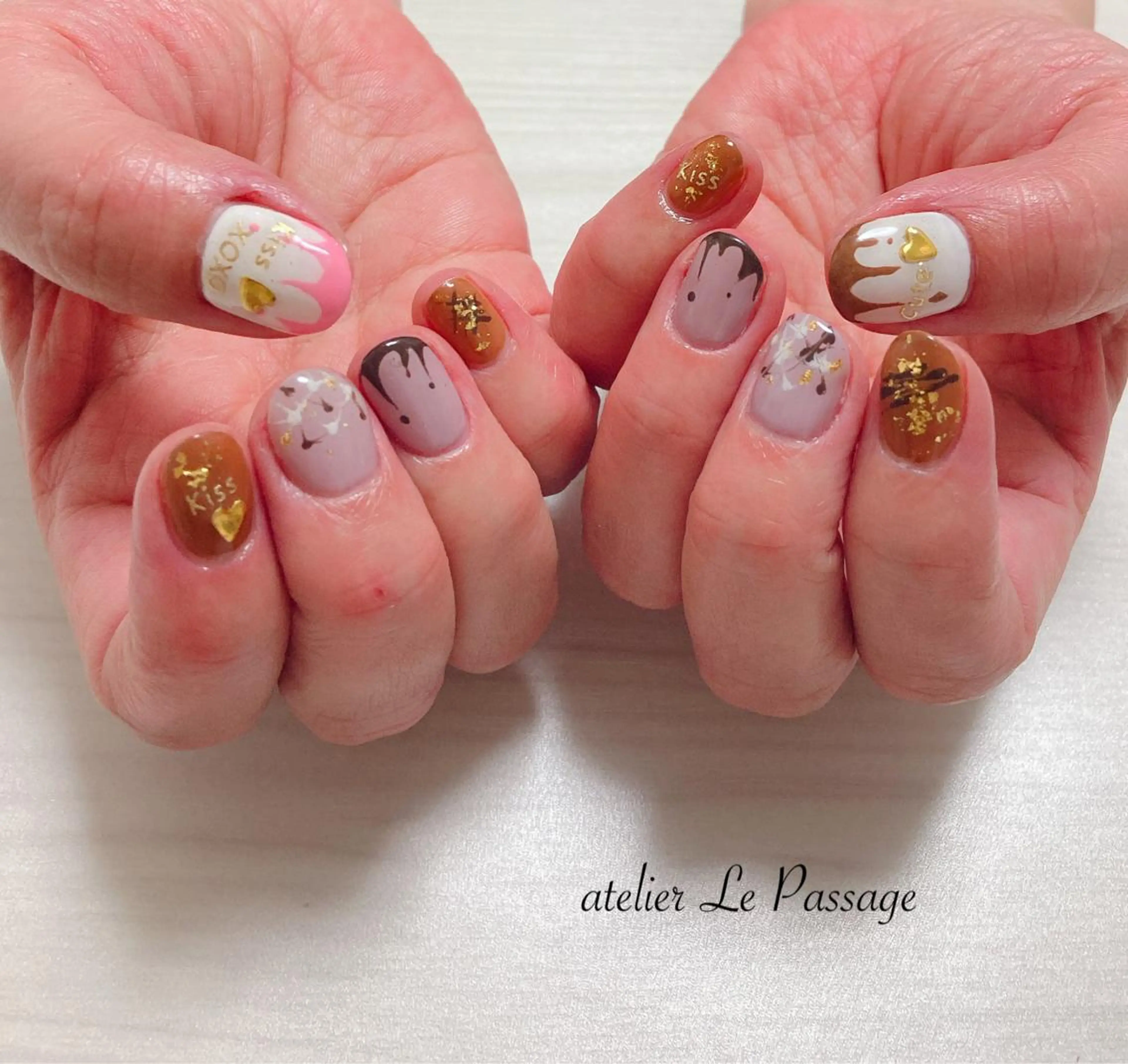 ネイル ジェルネイル パラジェル 春ネイル バレンタイン 冬ネイル Atelier Le Passage所属・h nakatsukaのネイルデザイン