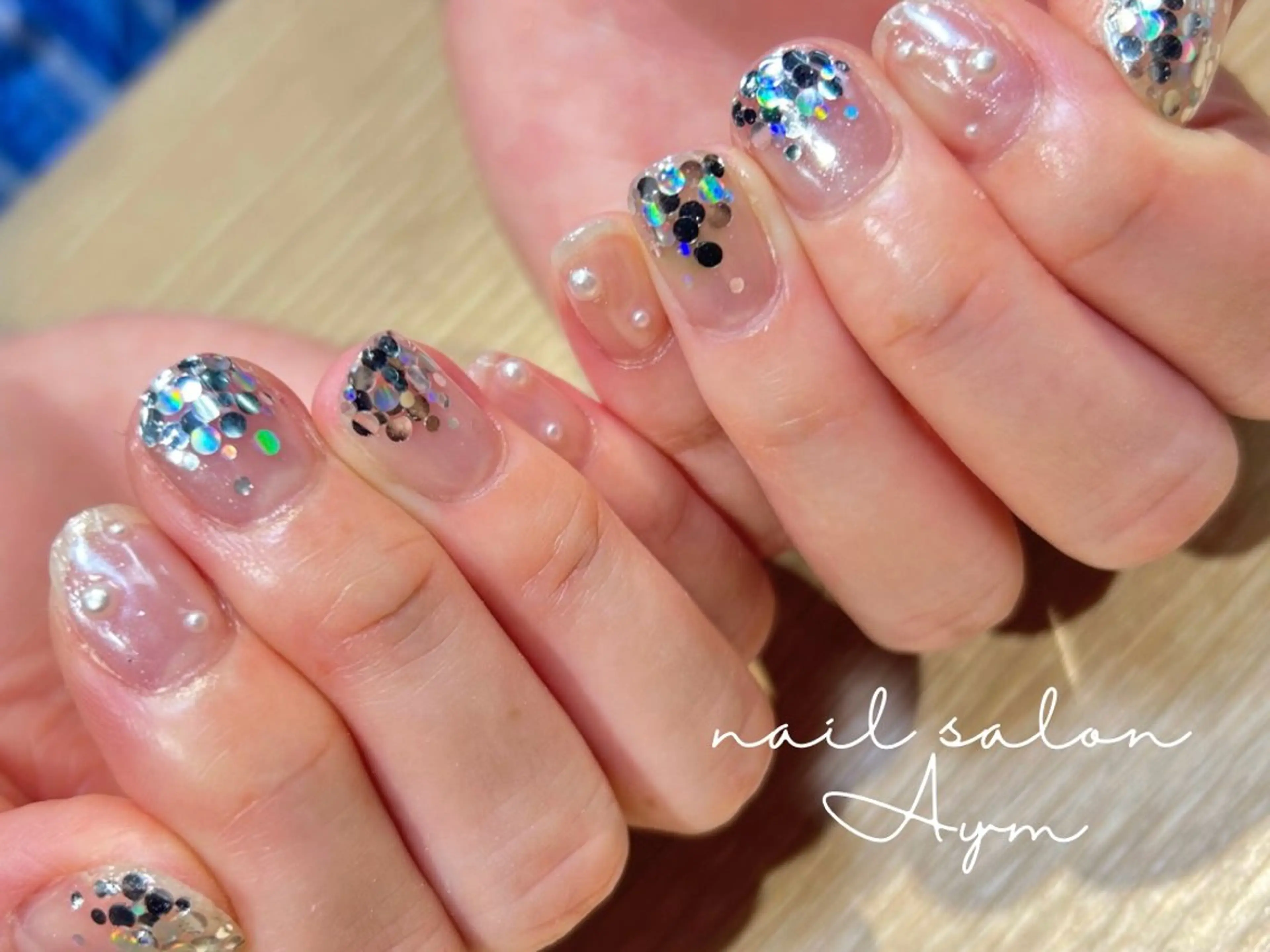 ネイル クリアネイル キラキラネイル 夏ネイル ハンドネイル nail salon  Aym所属・nail salon Aymのネイルデザイン