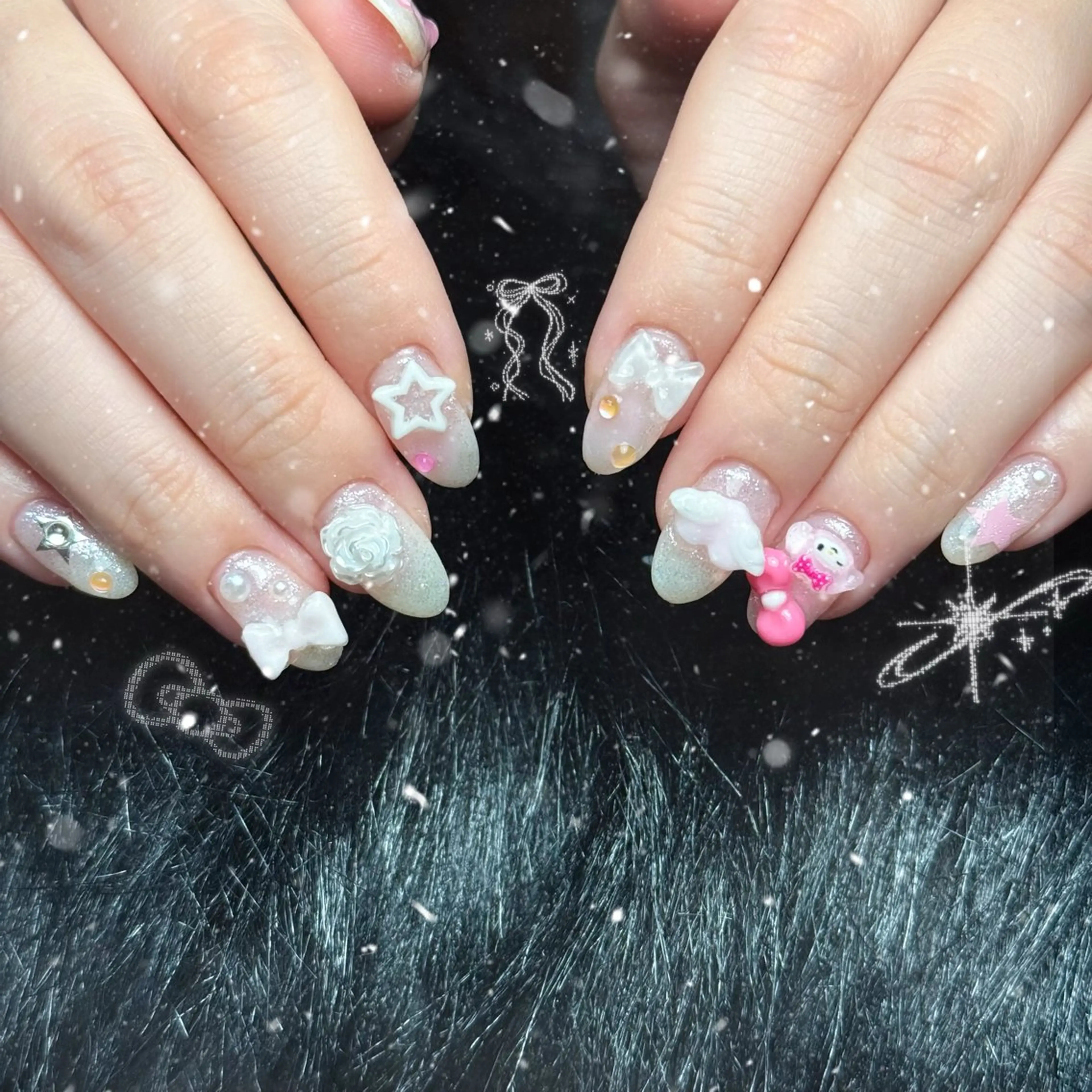 ネイル フレンチネイル グラデーション 韓国ネイル マグネットネイル シンプルネイル ハンドネイル CoMo Nail Studio所属・CoMo Nailのネイルデザイン