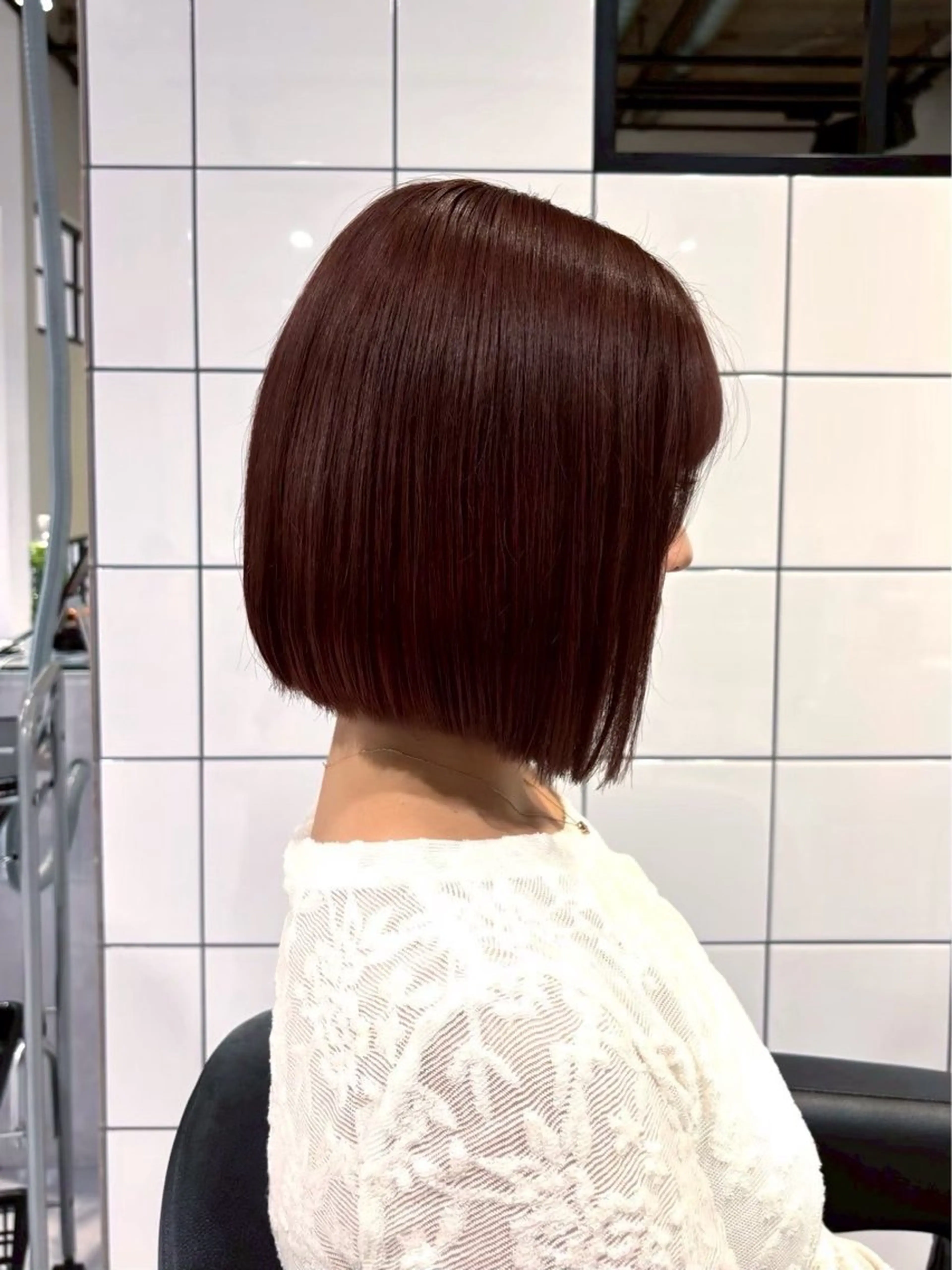 ミディアム カラー ヘアアレンジ ワインレッド🍒ラベ ンダーKiyokaのヘアスタイル