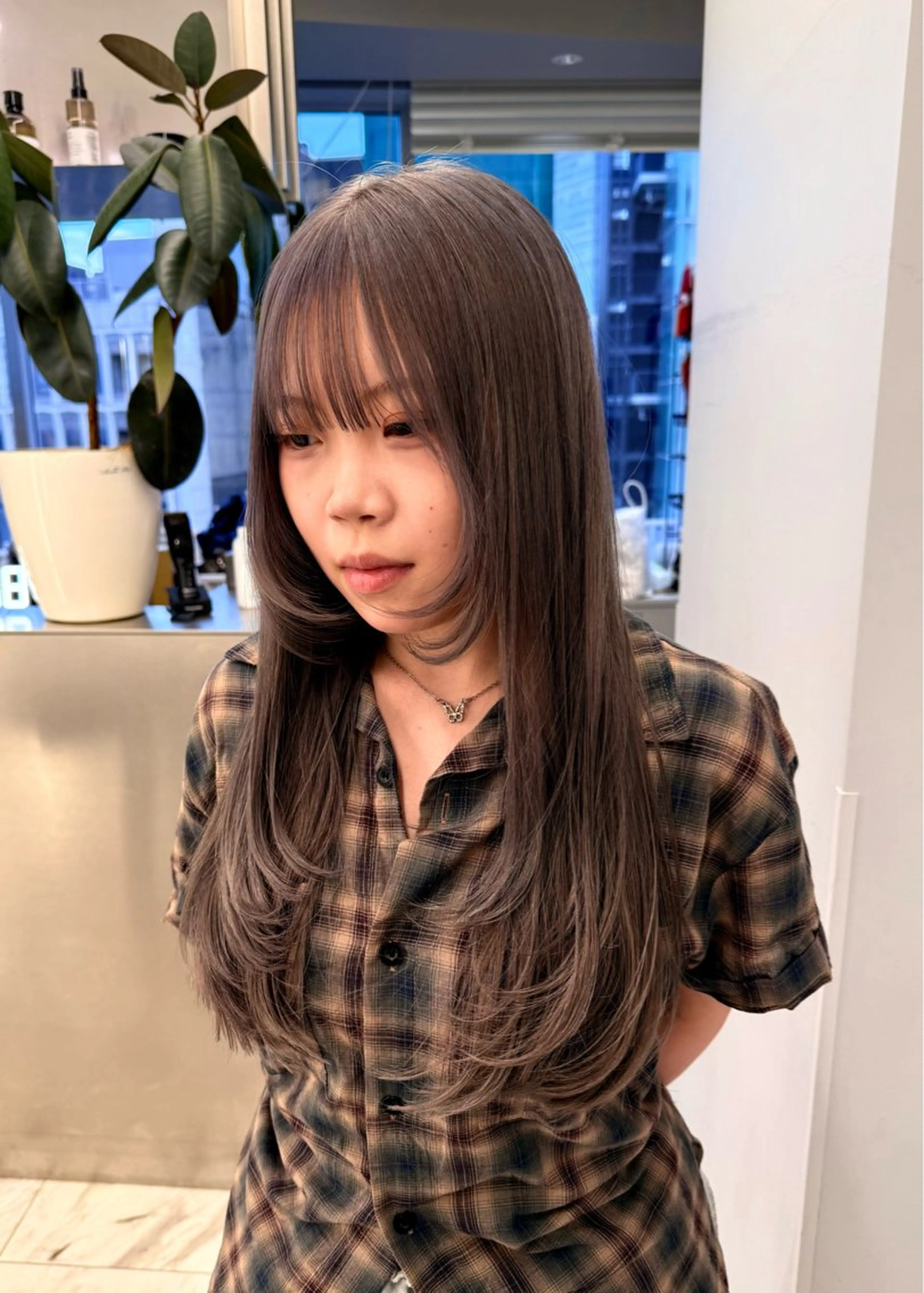 ロング カラー カット ヘアカラー トリートメント 新宿ケアブリーチ 稲垣颯太のヘアスタイル