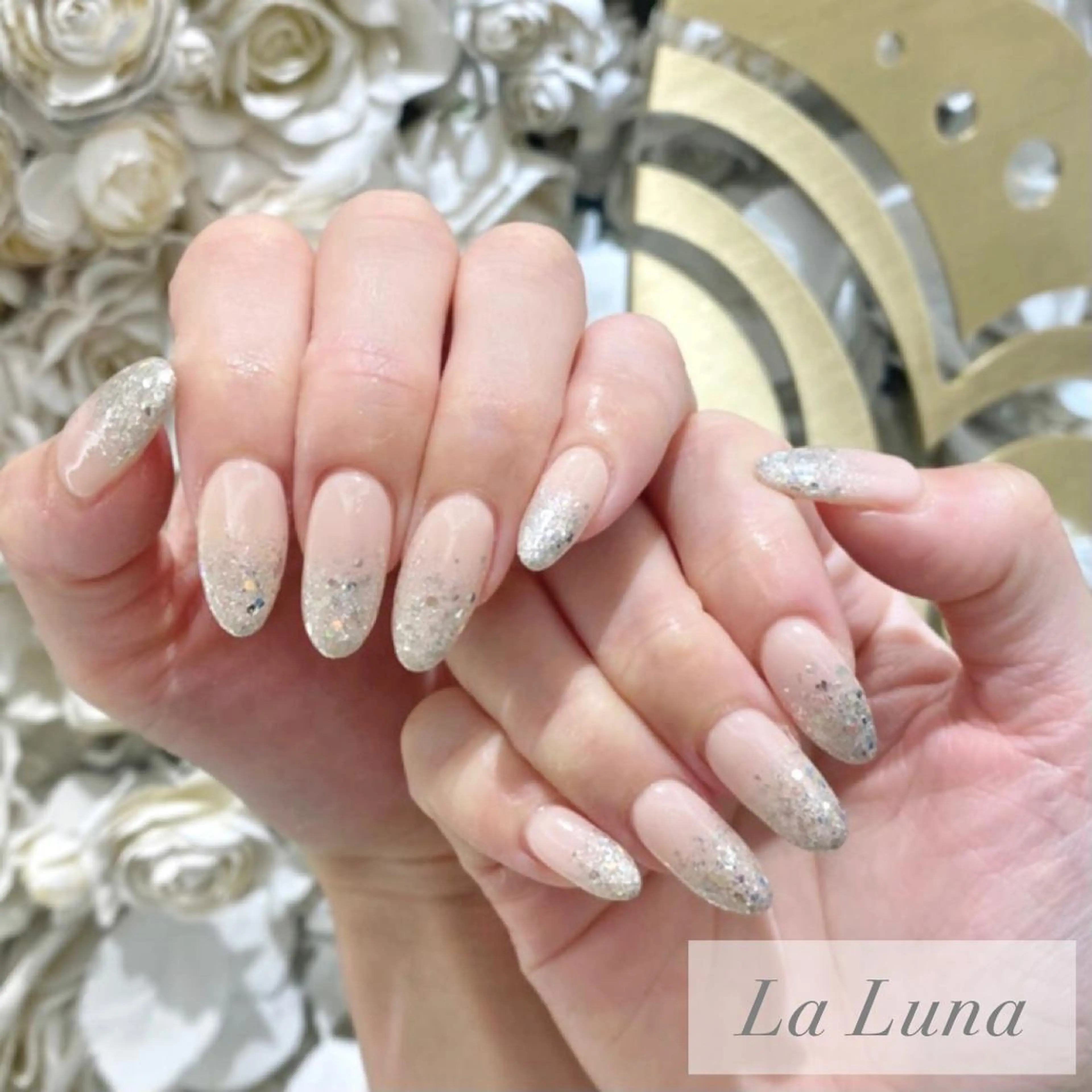 ネイル ラメ(グリッター) ラメグラデーション ＬａＬｕｎａ🌙 natsukiのネイルデザイン