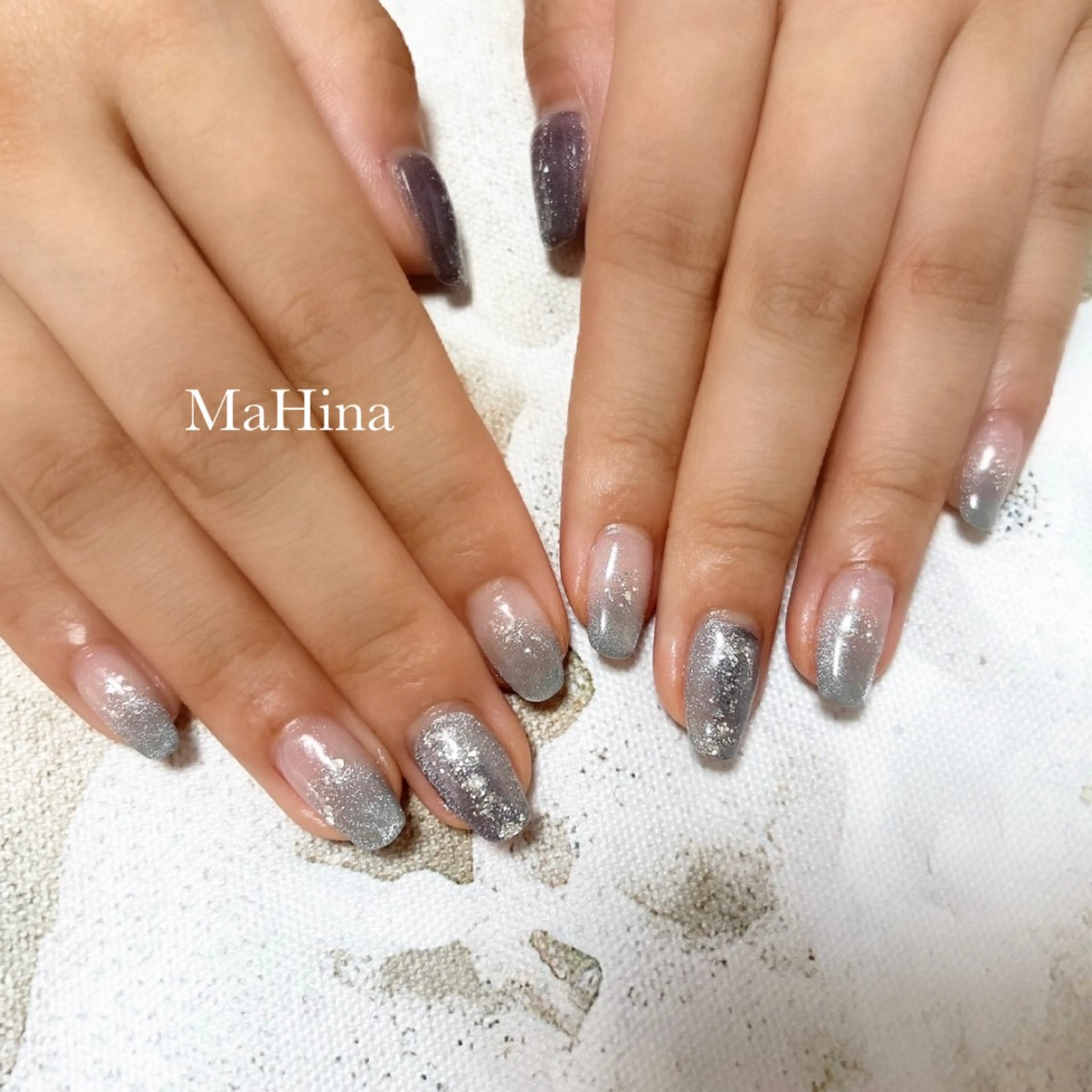 ネイル ジェルネイル キラキラネイル ラメ(グリッター) ラメグラデーション マグネットネイル ハンドネイル Healing Salon...MaHina(マヒナ)所属・MaHina🌙 salonのネイルデザイン