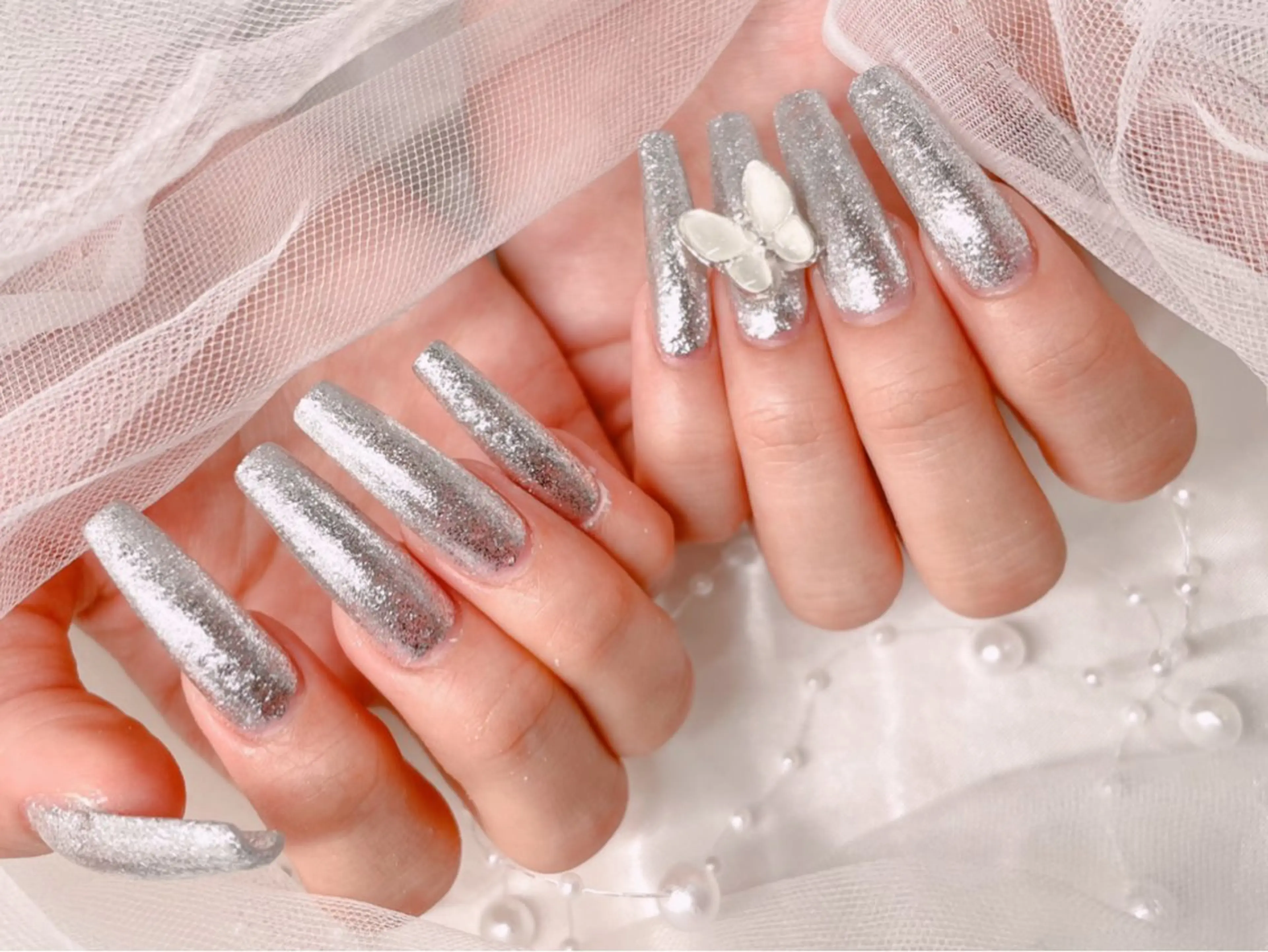 ネイル 長さ出し ロングネイル ハンドネイル ゆりか ジョアアンジェ福島のネイルデザイン