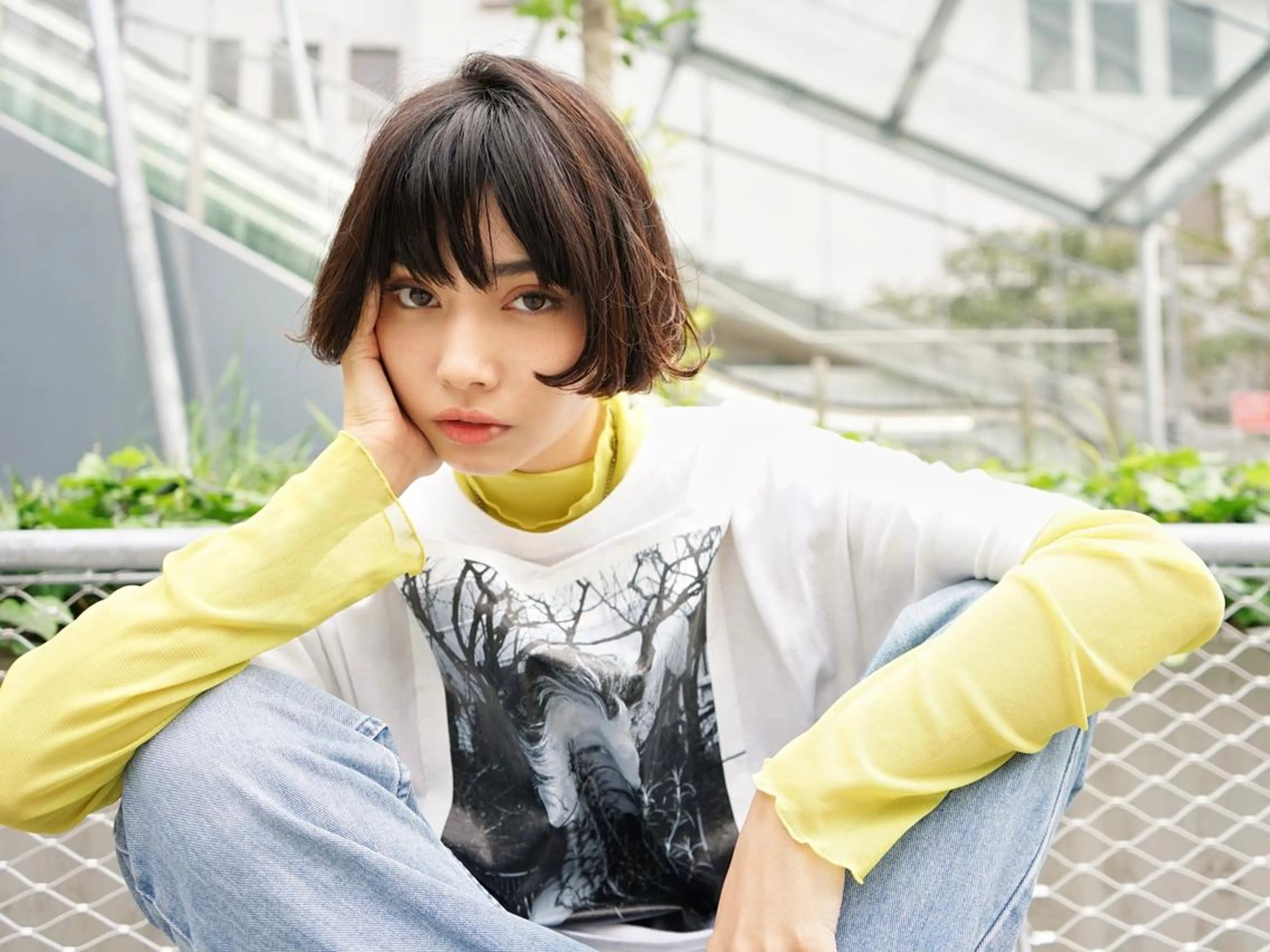 セミロング カラー パーマ ヘアアレンジ アディクシーカラー アッシュ バレイヤージュ ベージュカラー ブリーチ newi grande 横浜店のヘアスタイル