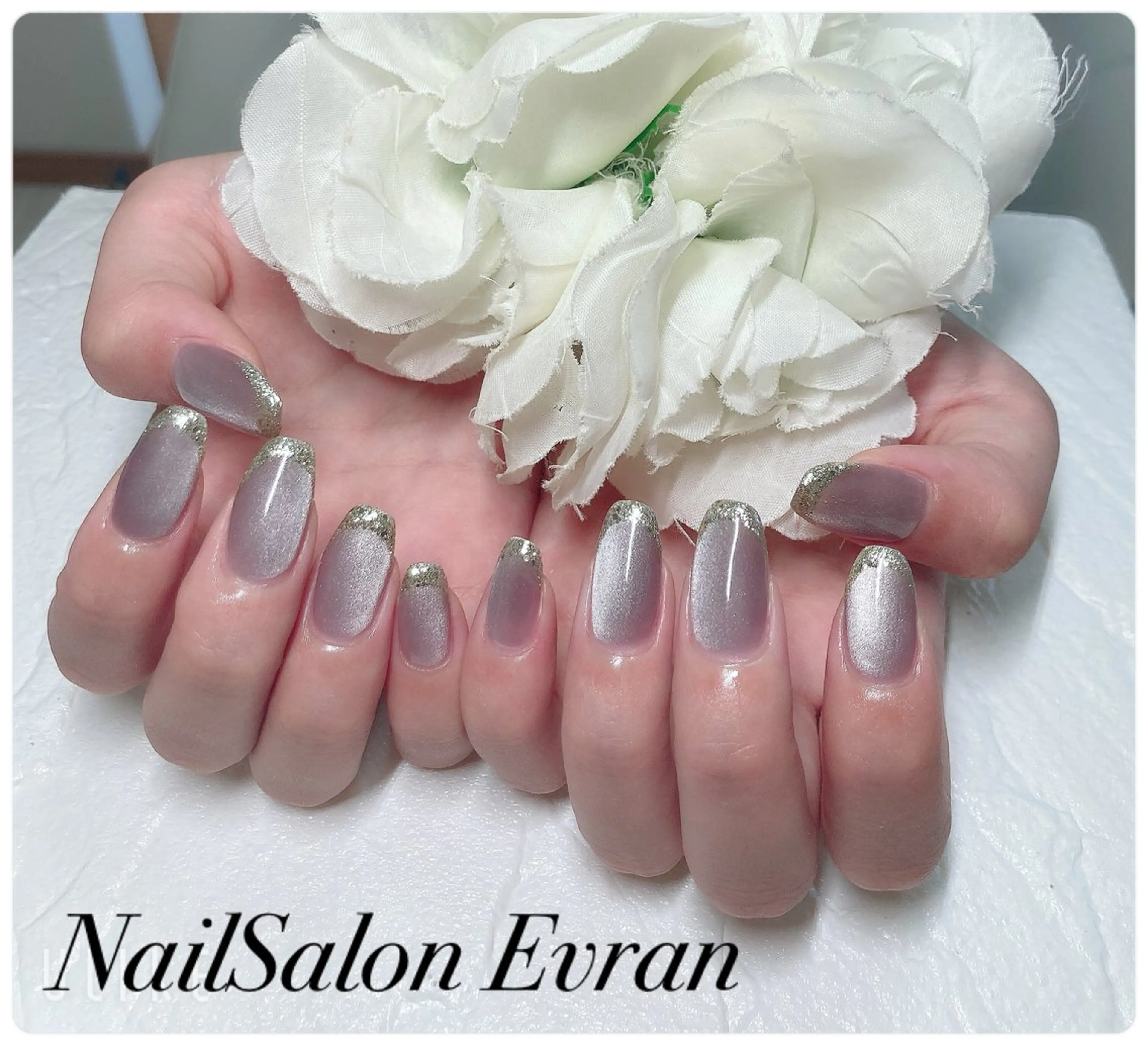 ネイル アートネイル フレンチネイル ラメ(グリッター) マグネットネイル 持ち込み ハンドネイル Nail salon Evranのネイルデザイン
