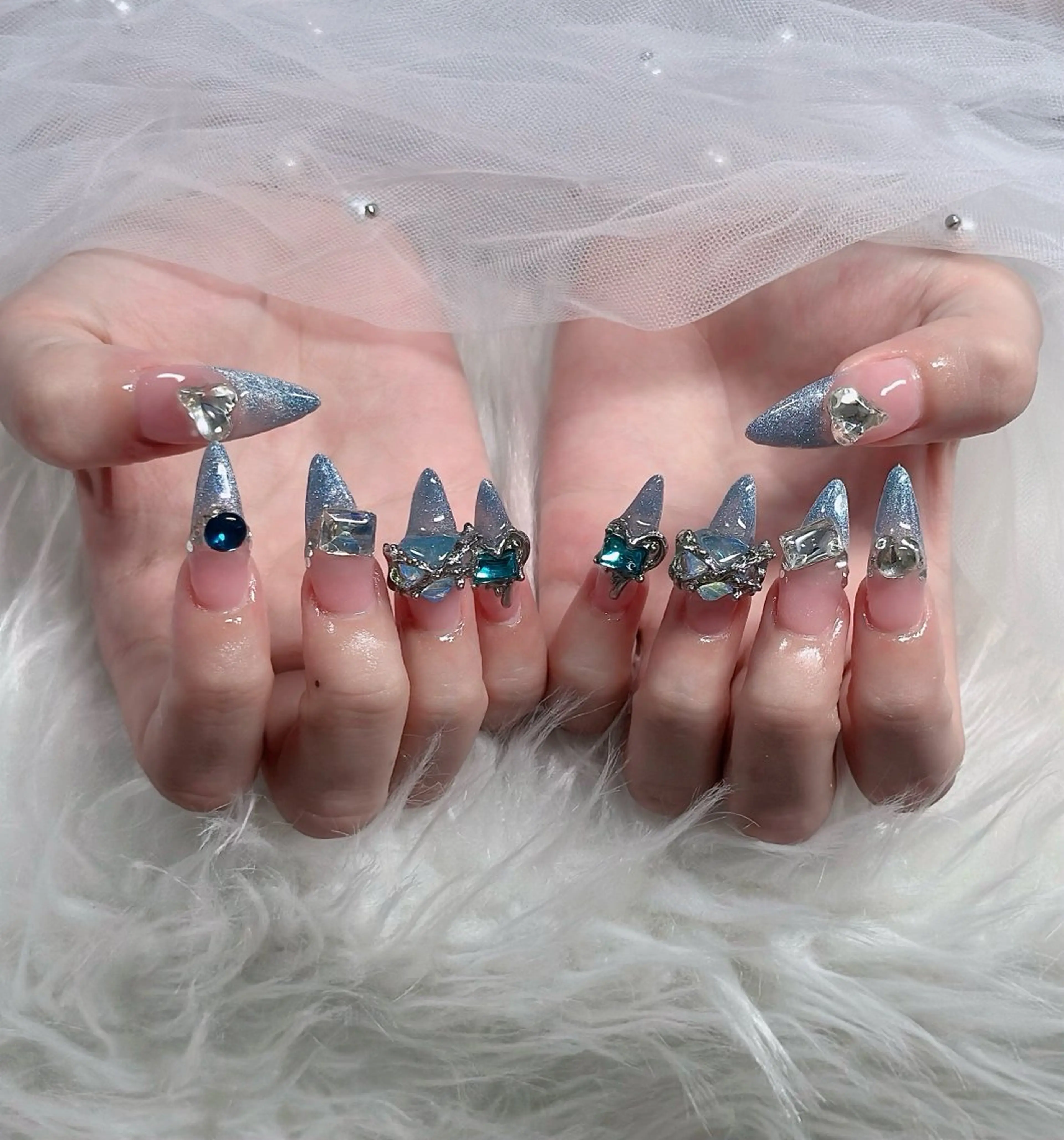ネイル ハート キラキラネイル リボン ハンドネイル キノコ H.babynailのネイルデザイン