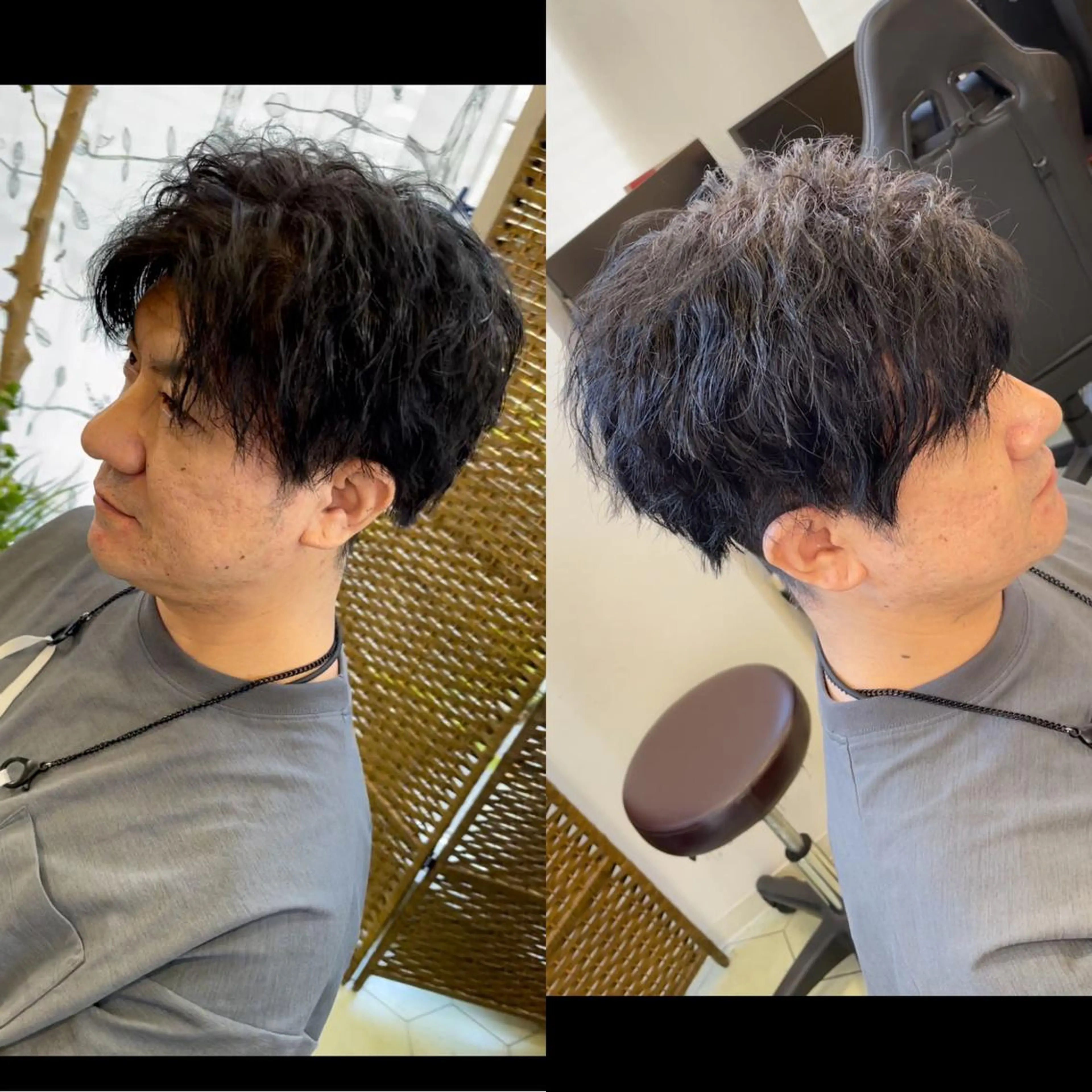 ショート パーマ メンズ フェードカット メンズメッシュ メンズパーマ スキンフェード スパイラルパーマ カット パーマ ヘアセット share salon　SCENA所属・堤太志 メンズパーマ特化のヘアスタイル