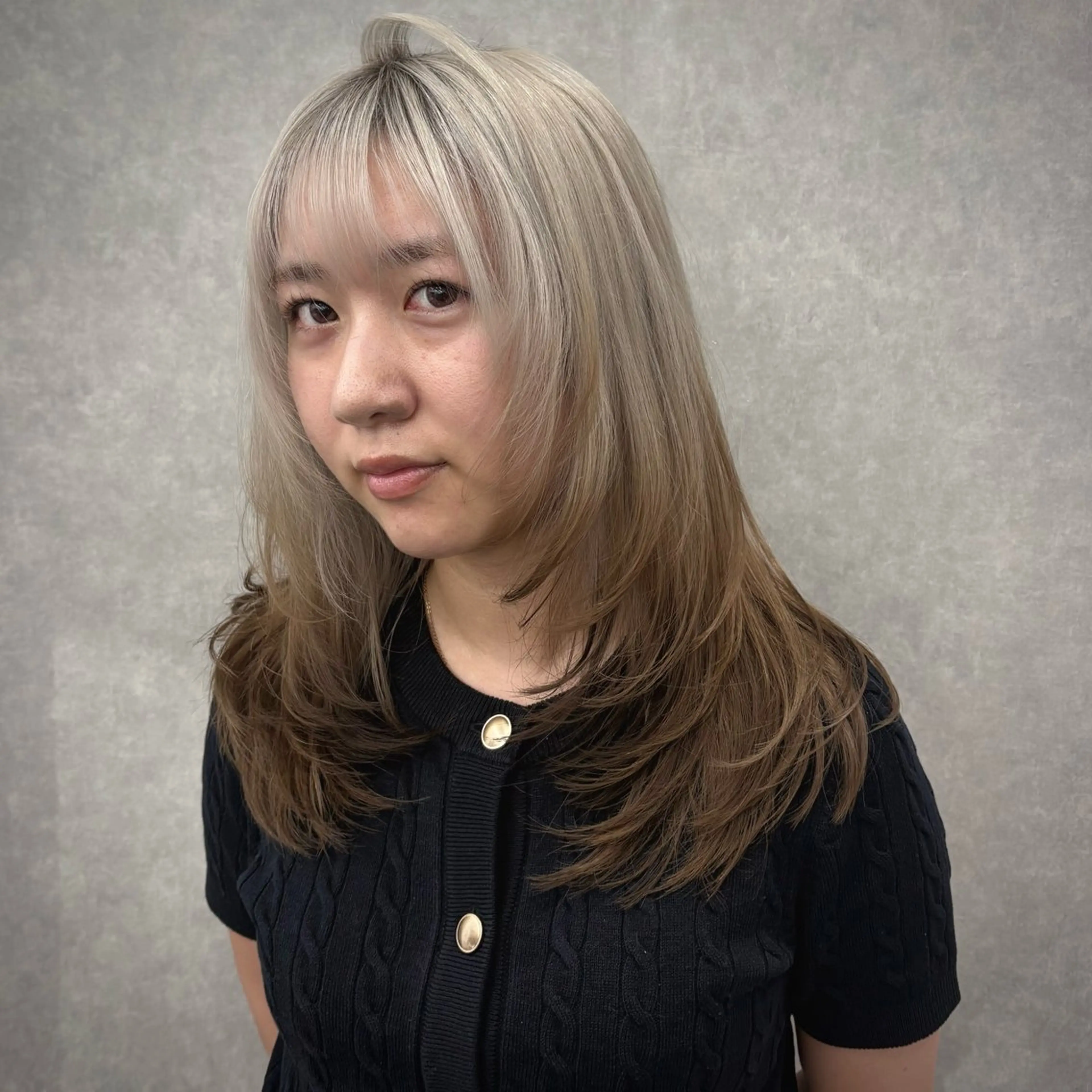 セミロング カラー 顔まわりレイヤー レイヤーカット カットモデル募集 八王子/kyocoのヘアスタイル