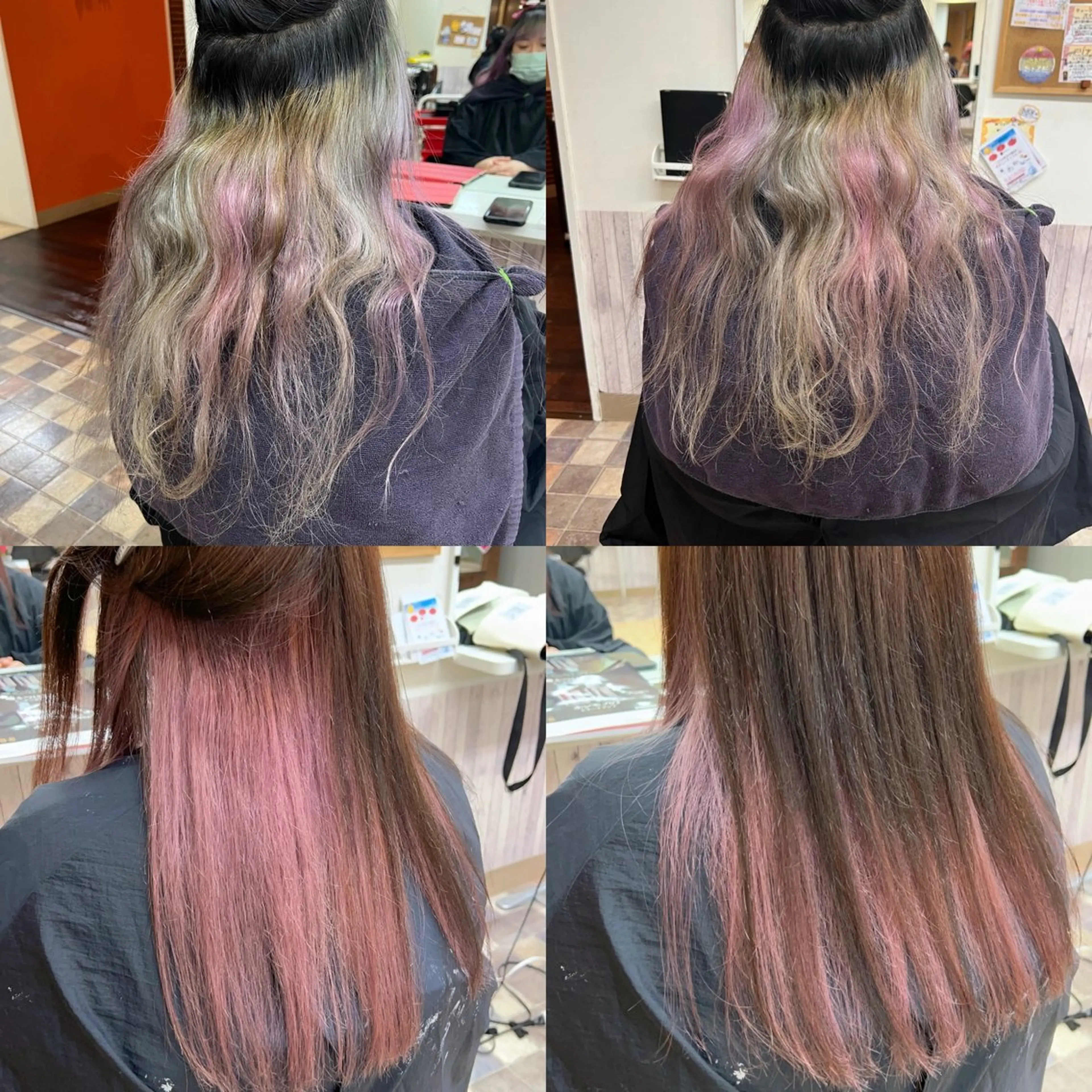 ロング カラー ブリーチ ピンクカラー Aile所属・酸性ストレート／カラ ー/山下高明のヘアスタイル