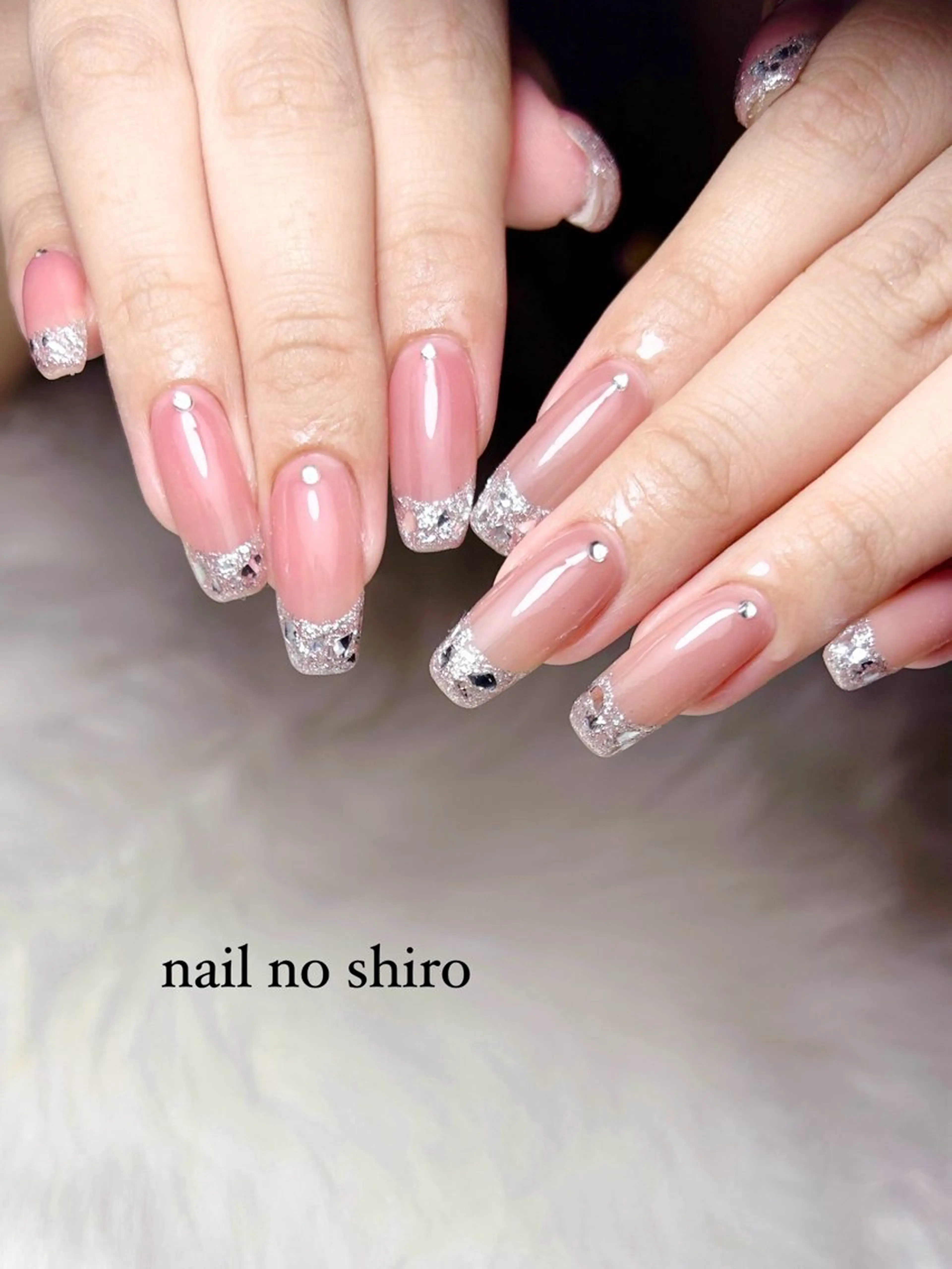 ネイル フレンチネイル ガラスフレンチ ピンク ハンドネイル nail no shiro/耳つぼのその他イメージ