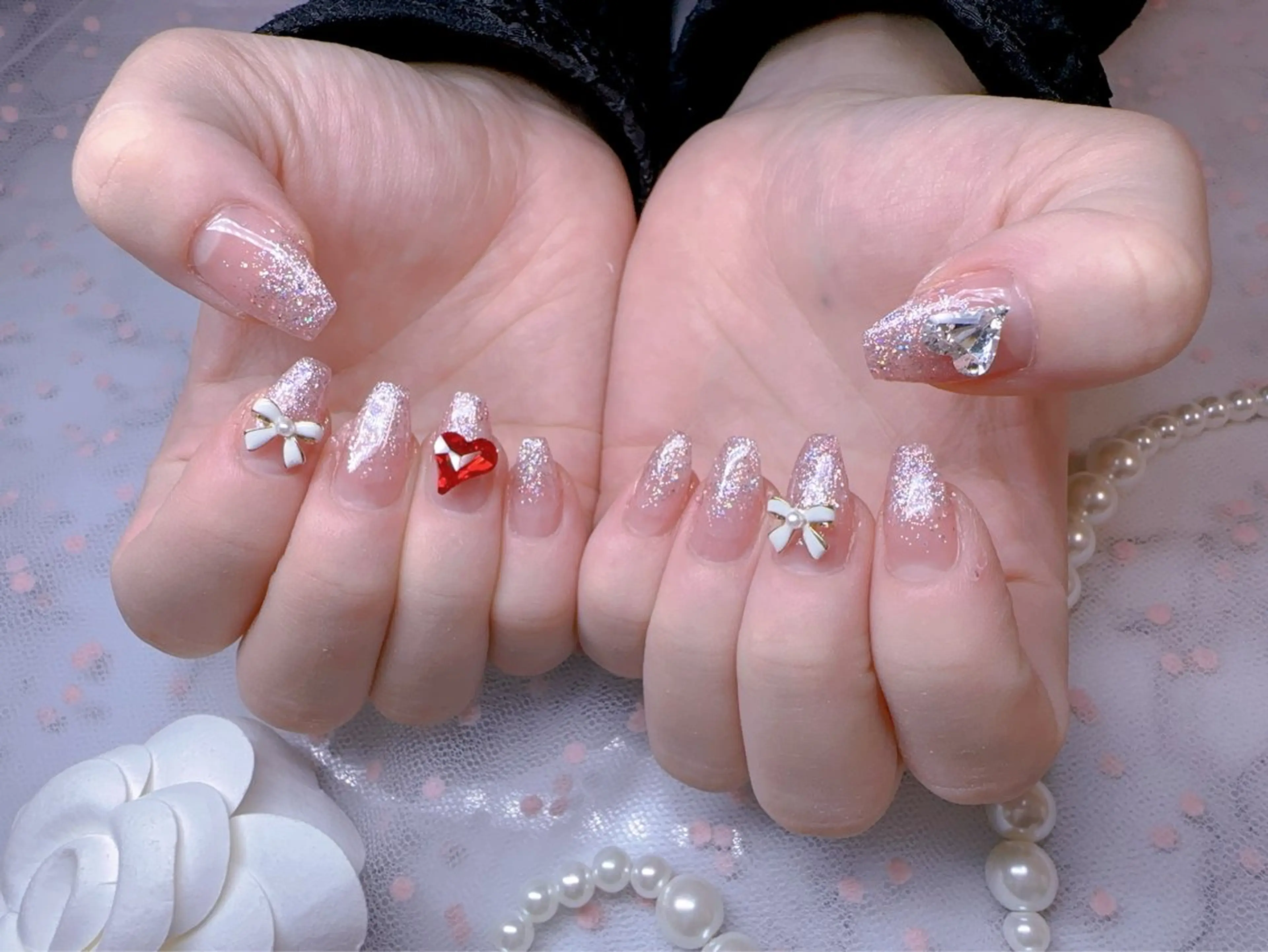 ネイル オーロラネイル フットネイル 韓国ネイル ラメ(グリッター) ラメグラデーション ハンドネイル Belle nail salon 新小岩のネイルデザイン