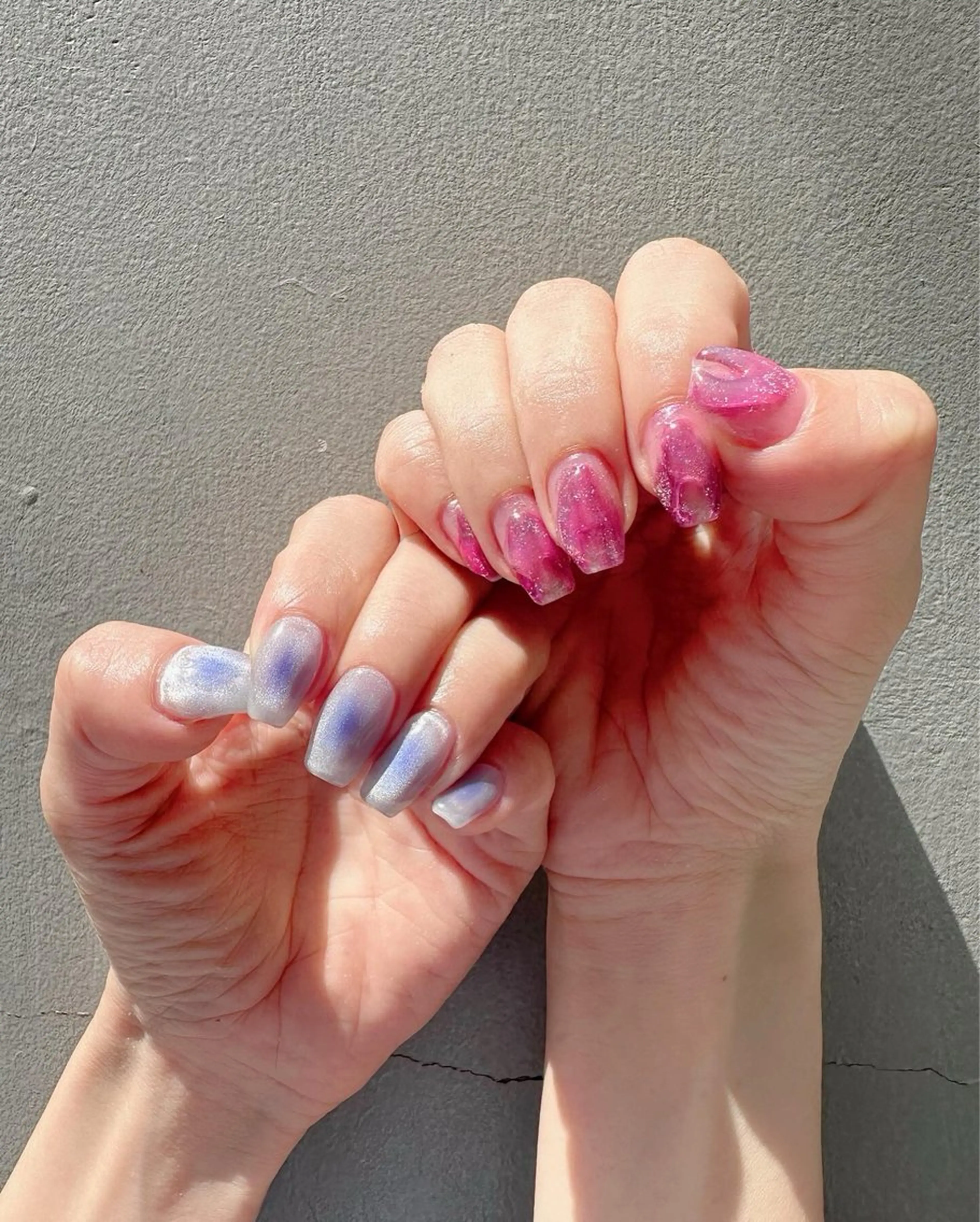 ネイル チークネイル クリアネイル 氷ネイル・うるうるネイル マグネットネイル ピンク 🪞KAPE NAIL 🪞のネイルデザイン