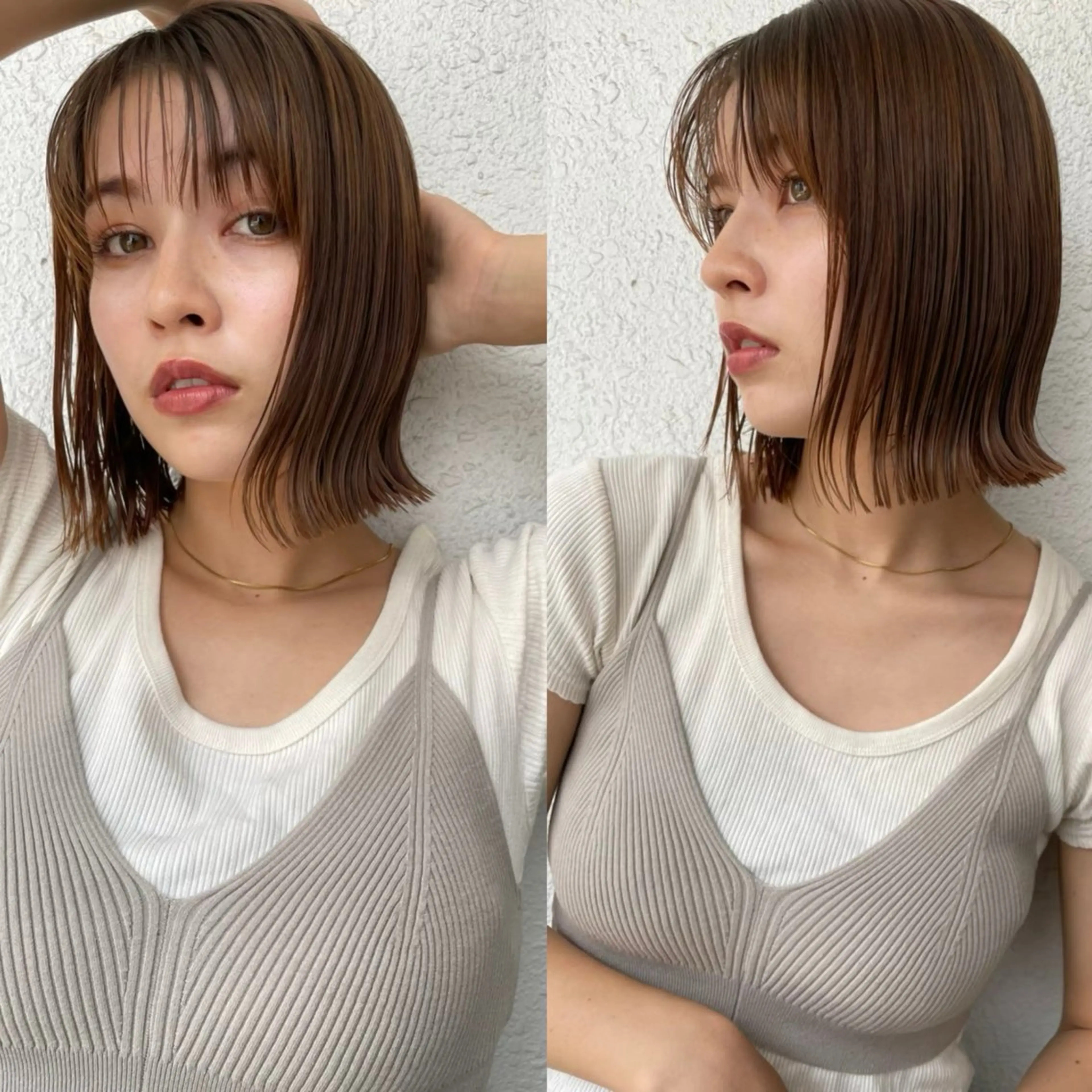 ミディアム カット ヘアカラー 縮毛矯正 ‎🤍くびれヘア 🖤菊池 瑛士のヘアスタイル