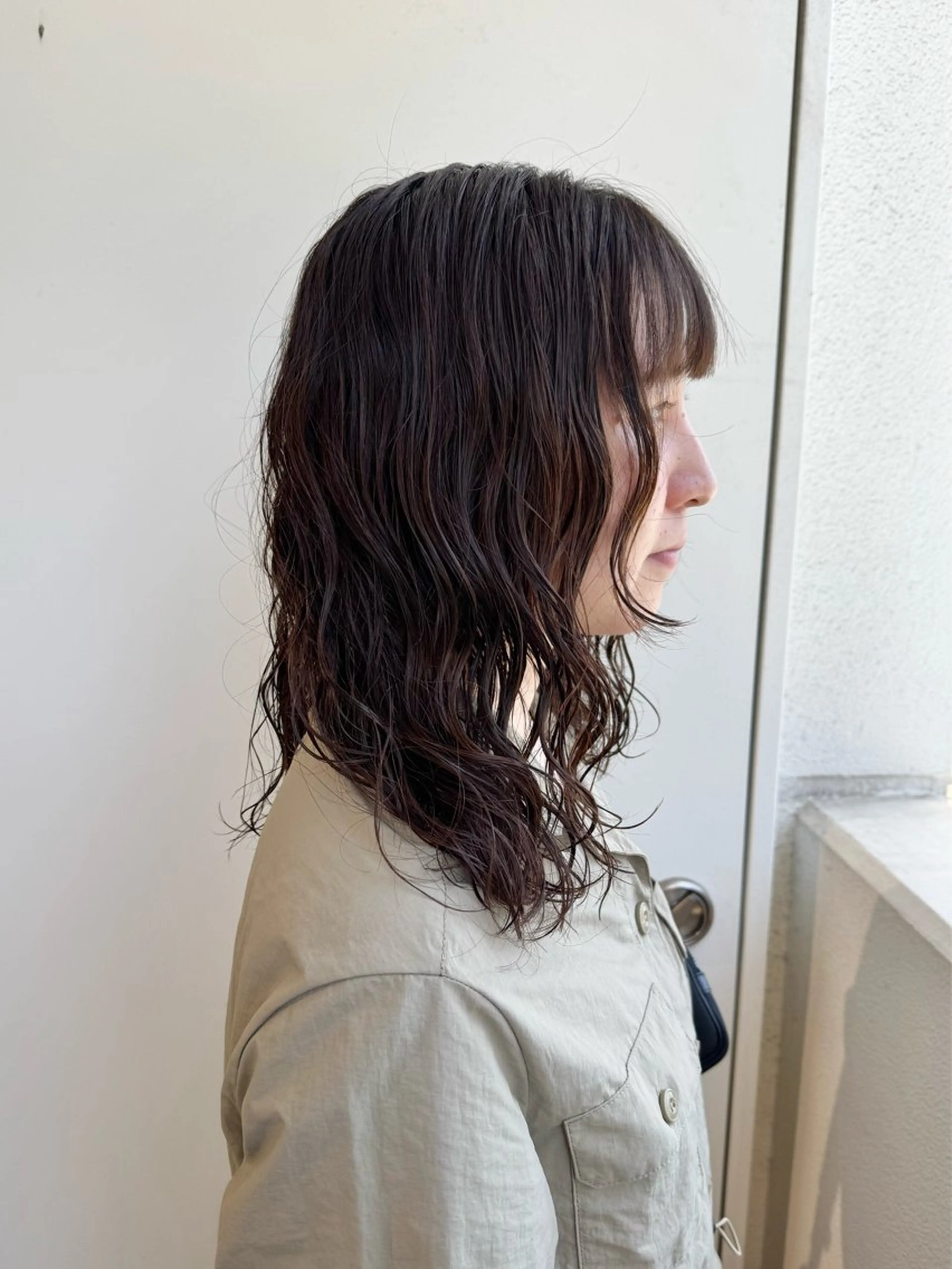 ミディアム パーマ ミディアムパーマ パーマ 縮毛矯正/艶暖色 カラー/パーマひふみのヘアスタイル